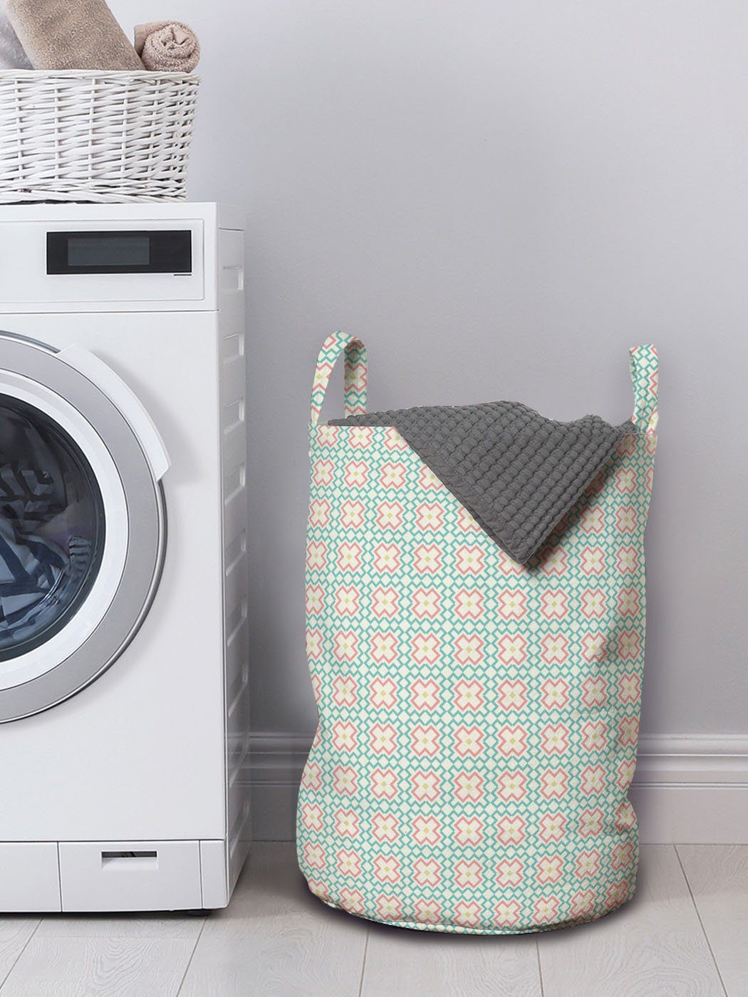 Abakuhaus Wäschesäckchen Wäschekorb Zigzags Geometrisch Waschsalons, Chevron mit für Motiv Griffen Kordelzugverschluss