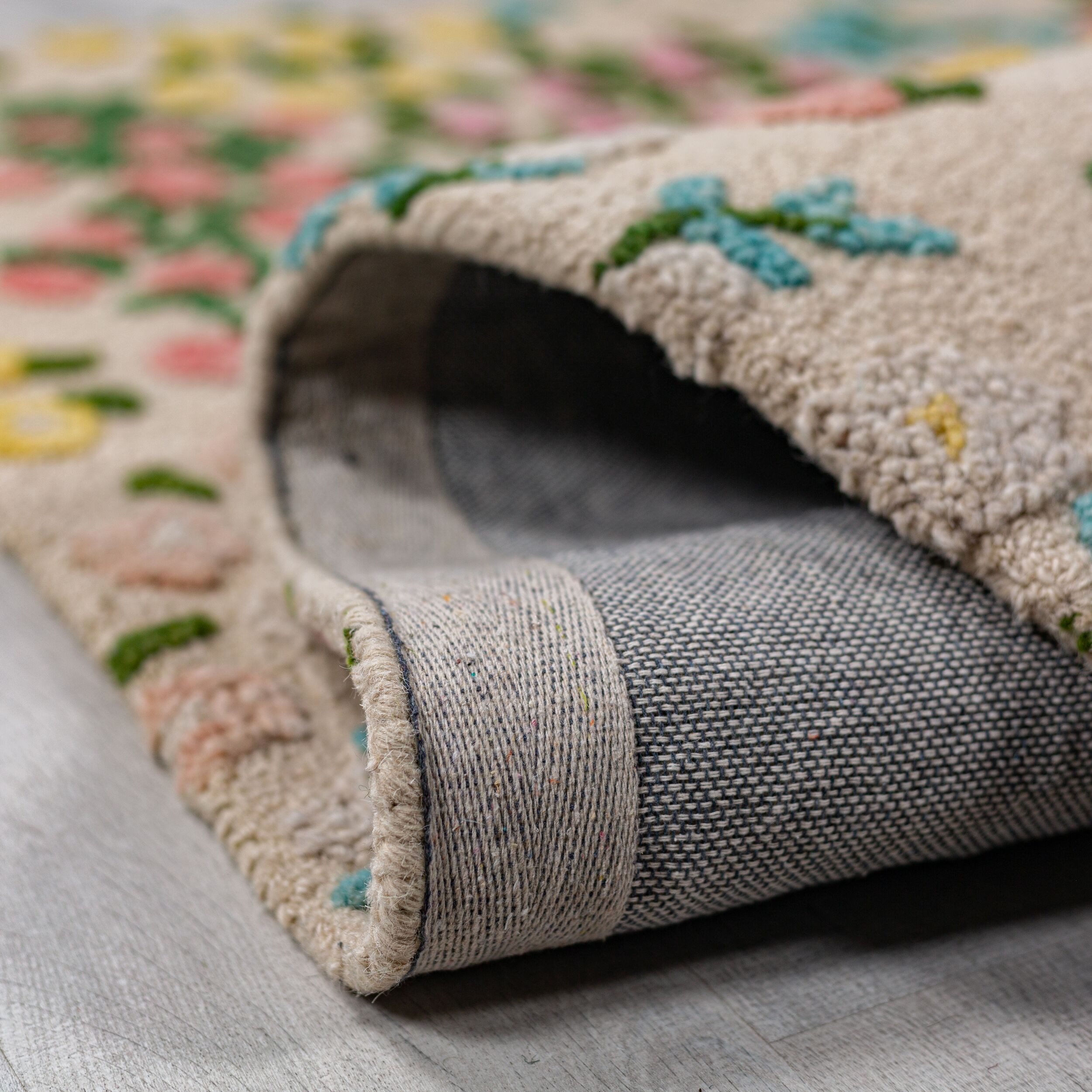 FLAIR RUGS Wollteppich Emilia Floral, Hoch-Tief-Struktur, rechteckig, Höhe: 9 mm, florales Design, Wohnzimmer, Schlafzimmer, Esszimmer