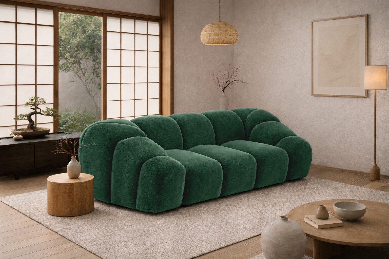 Kaiser Möbel Sofa 2-Sitzer modular für Wohnzimmer, Samtstoff Bluvel, CROISSANT, Einzelsofa, modulares System,hochwertiger Samtstoff