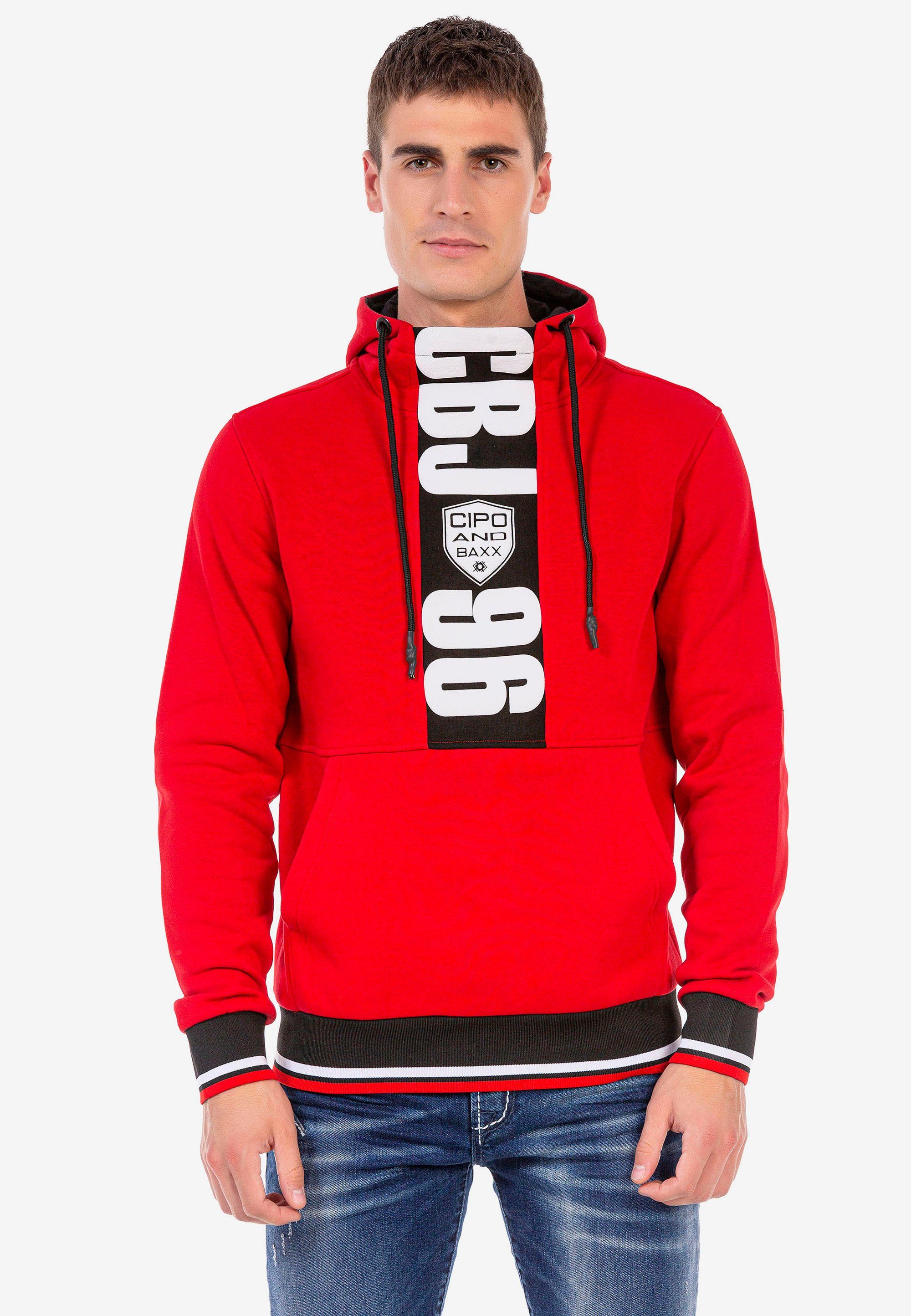 Cipo & Baxx Kapuzensweatshirt mit tollen Markenprints rot | Sweatshirts