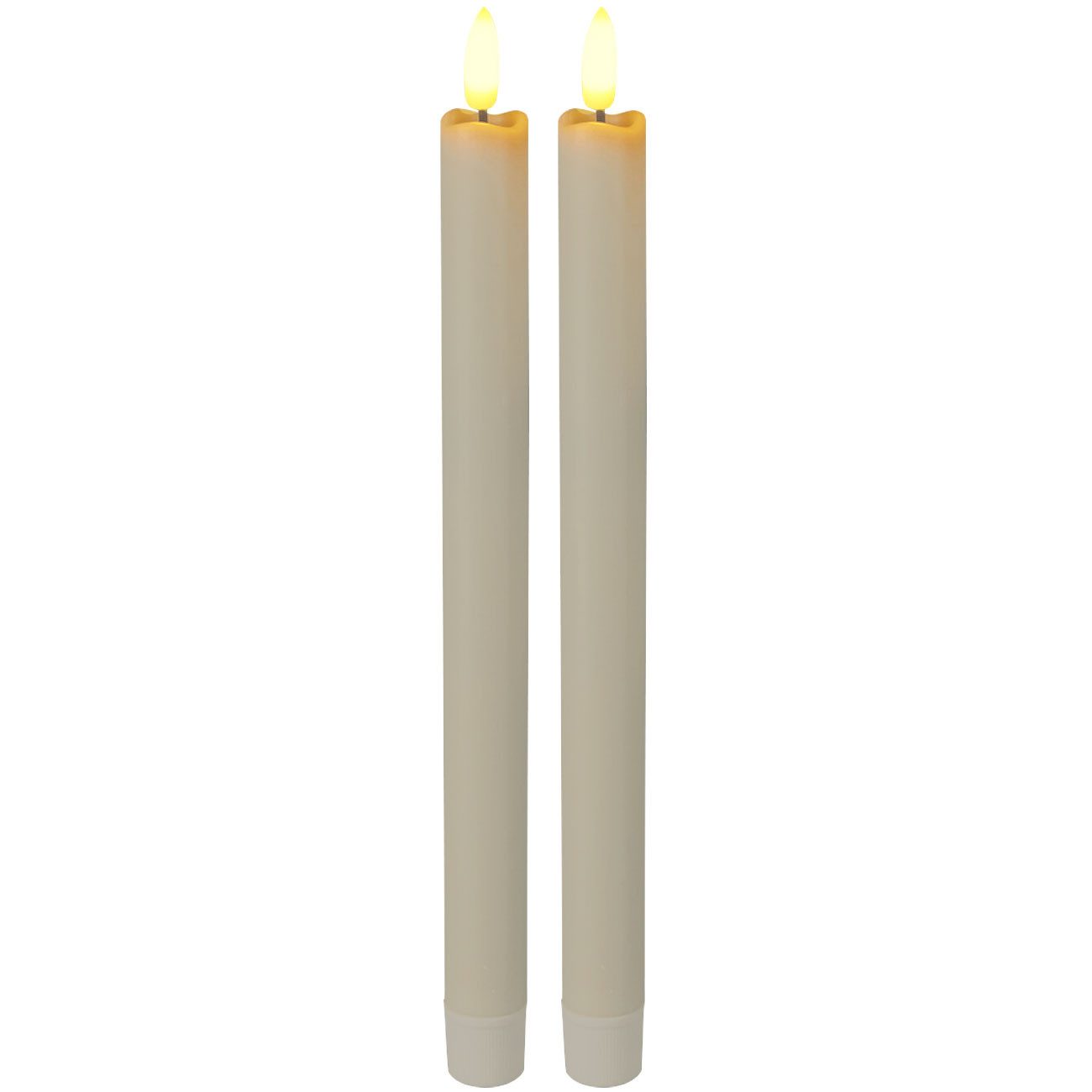H&S Collection LED-Kerze Stabkerze elfenbein: Echtwachs-Optik Ø2x25cm, Fernbedienung, Timer (2-tlg), (on/off & Timerfunktion)