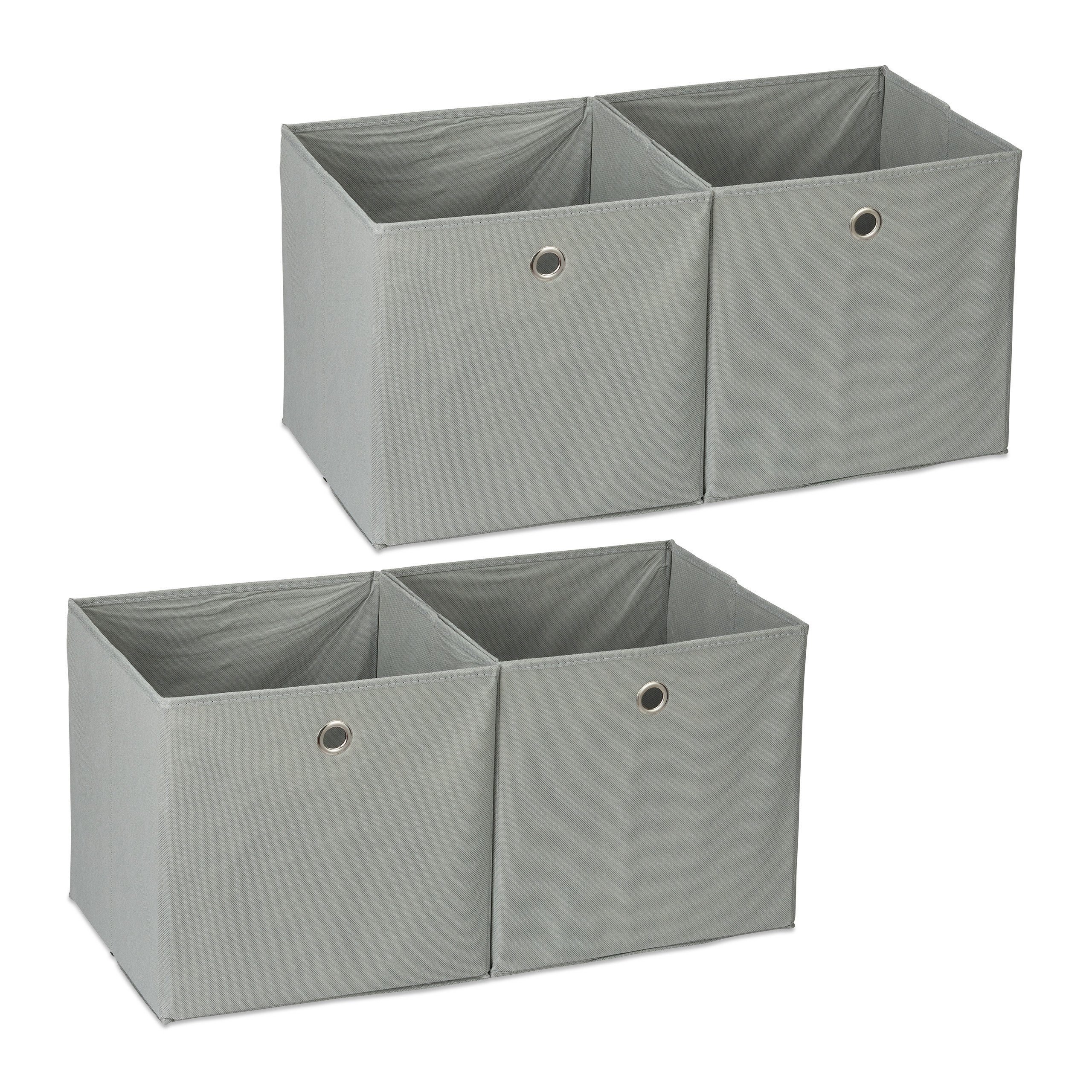 Aufbewahrungsbox 4 x Aufbewahrungsbox Stoff grau