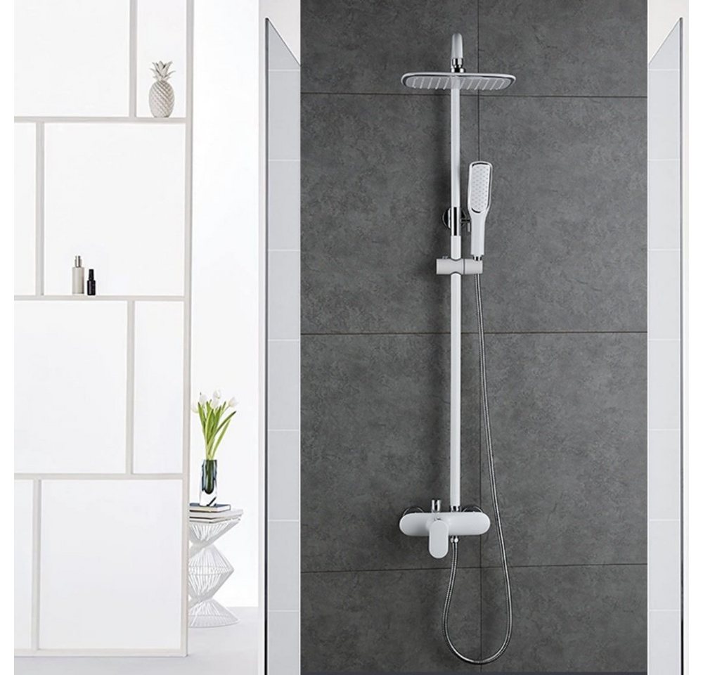 Thumbnail - HOMELODY Duschsystem Duscharmatur Weiß Regendusche Duschset Brausegarnitur mit Duschkopf, Handbrause Dusche Armatur mit ...