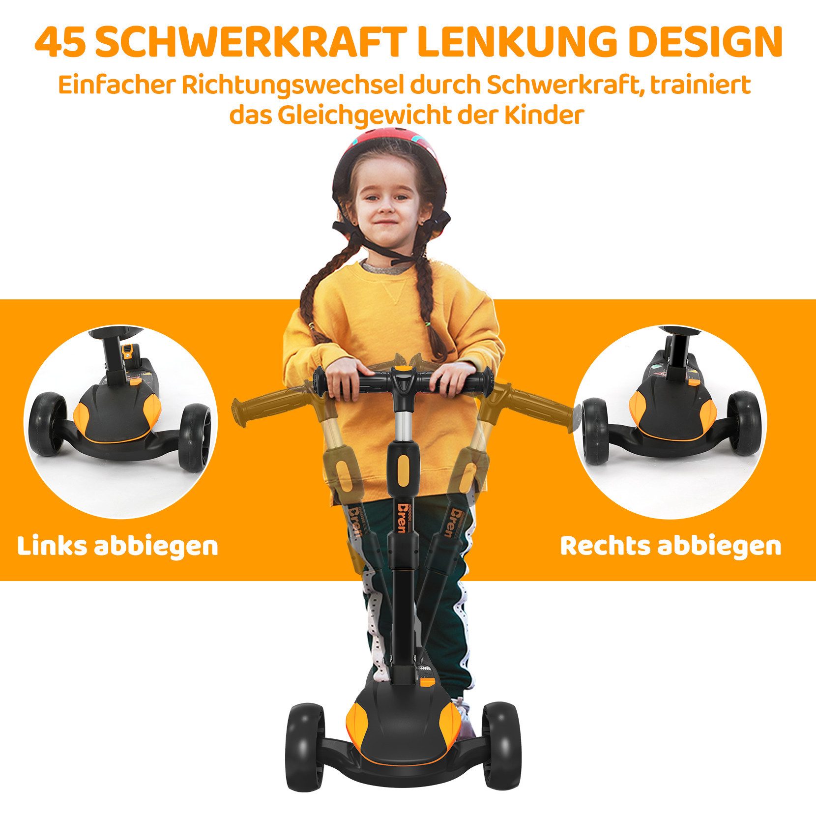 BremToy Dreiradscooter Kinderroller Tretroller Faltbarer Scooter 1-14 Jahre – Bild 4 von 5