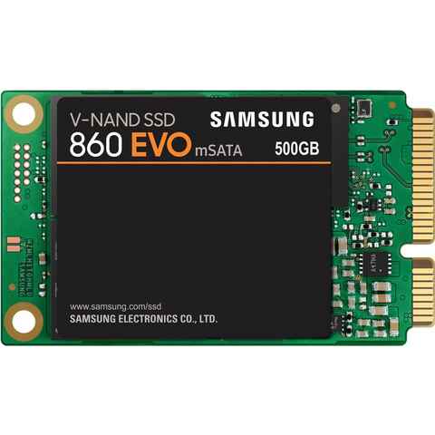 Samsung 860 Evo mSATA III SSD interne SSD (500 GB) 2,5" 550 MB/S Lesegeschwindigkeit, 520 MB/S Schreibgeschwindigkeit