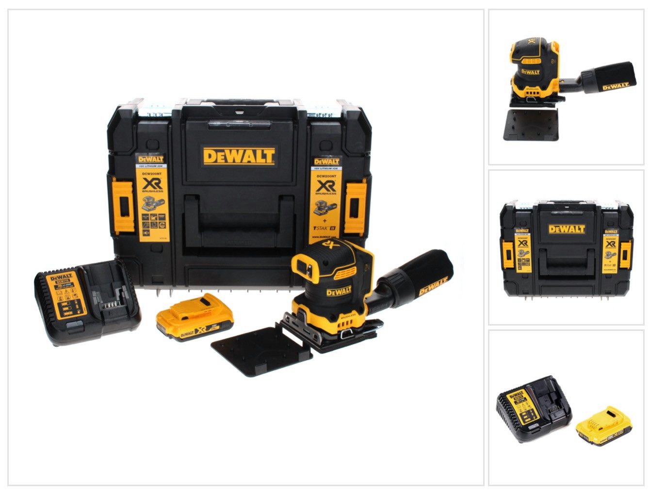 DeWalt Akku-Schwingschleifer DCW 200 D1 Akku Vibrationsschleifer 18 V 108x115 mm + 1x Akku 2,0 Ah