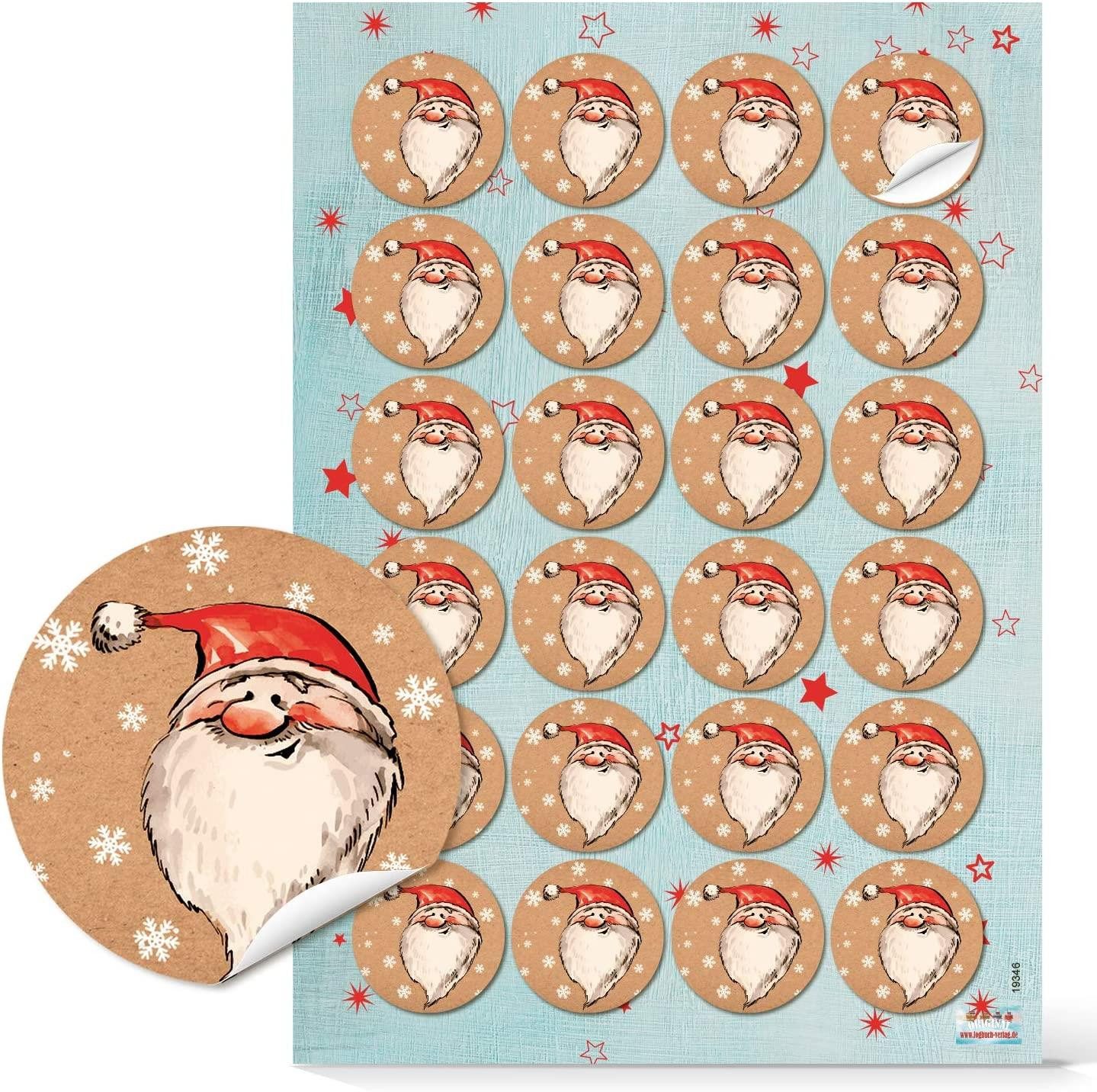 Logbuch-Verlag Aufkleber 96 Weihnachtsmann Nikolaus Aufkleber rund 4 cm - Geschenkaufkleber