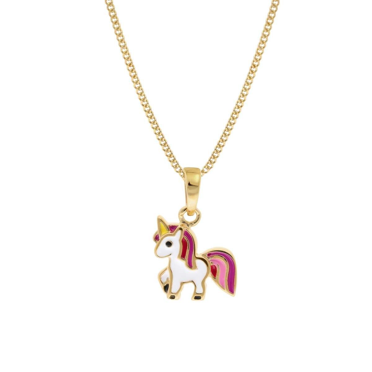 trendor Panzerkette 68433, Kinder-Anhänger Gold 333 Einhorn mit goldplattierter Silberkette