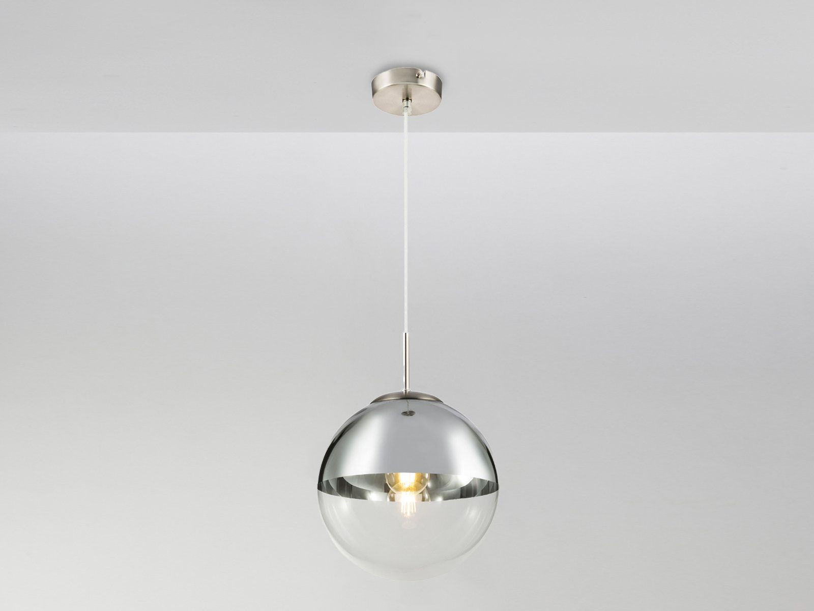 GLOBO LIGHTING LED Pendelleuchte, LED wechselbar, warmweiß, ausgefallene Glas-kugel hängend für über-n Esstisch & Kochinsel, Ø25cm