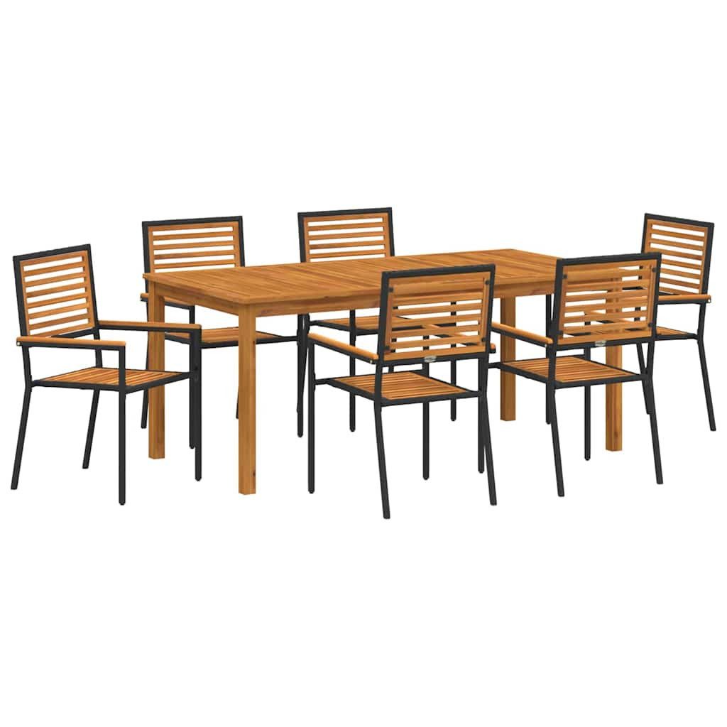 Gartenlounge-Set Garten Essgruppe 7 pcs Schwarz Massivholz
