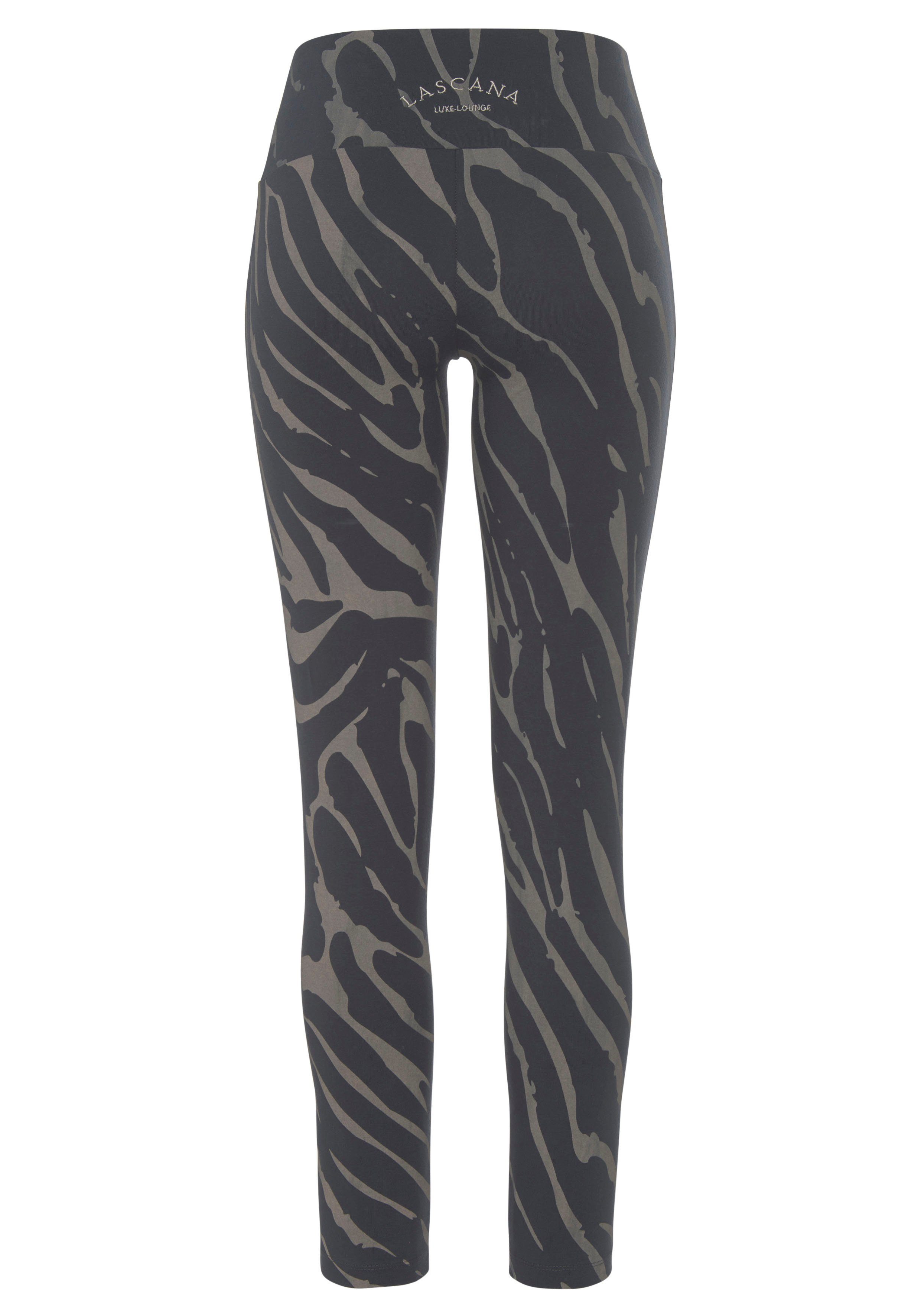 LASCANA Leggings mit Zebramuster und breitem Bund, Loungewear