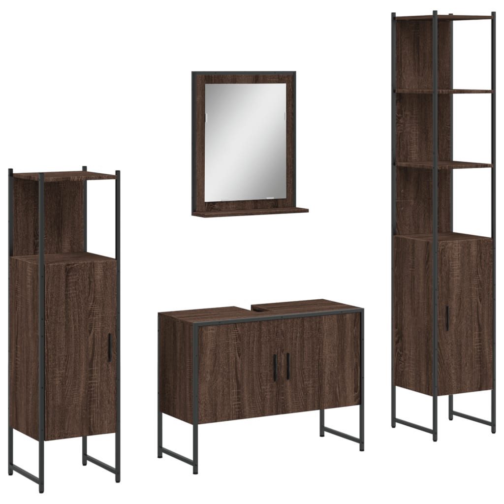 vidaXL Badezimmer-Set 4-tlg. Badmöbel-Set Braun Eichen-Optik günstig online kaufen