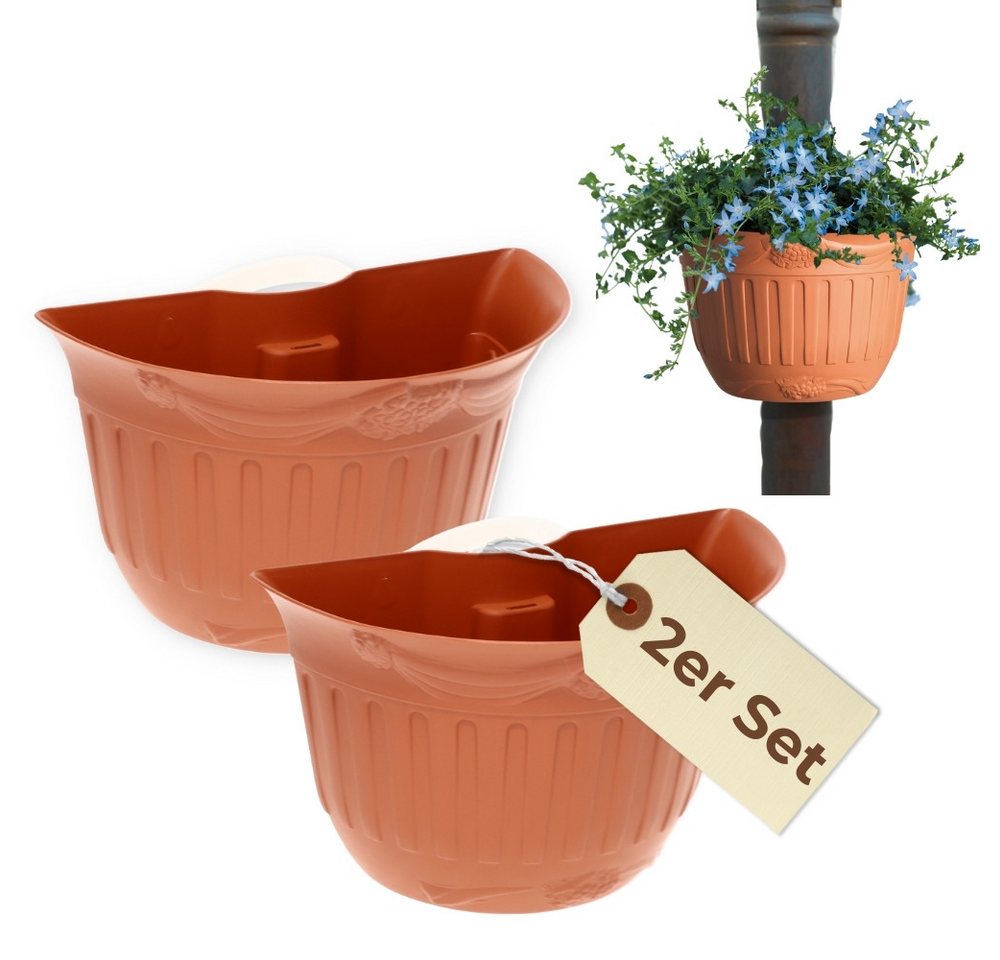 GarPet Blumentopf 2er Set Blumentopf für Regenrohr Wandtopf Fallrohr Blumentopf Säule