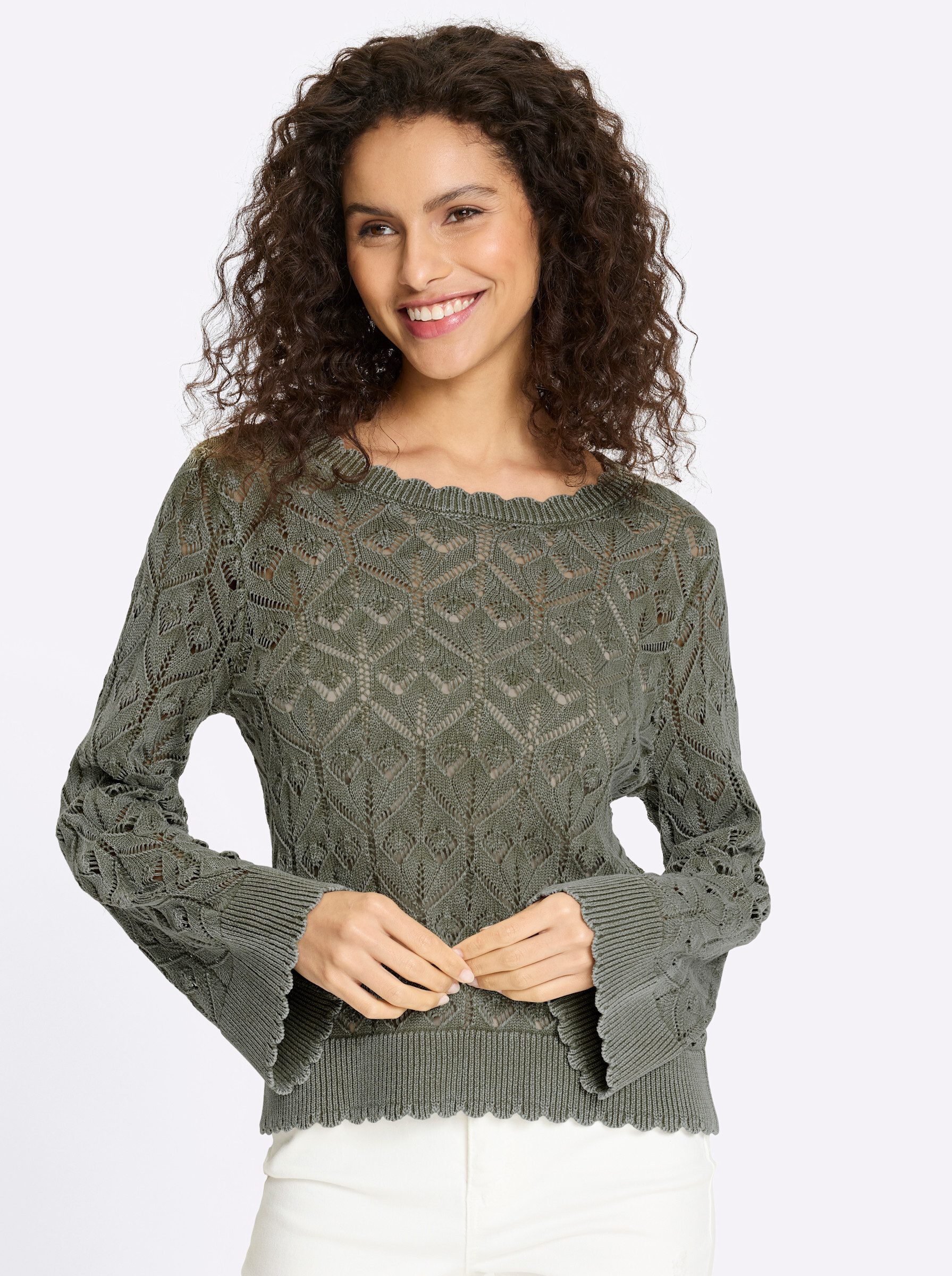 heine Strickpullover Pullover Langarm Ajour