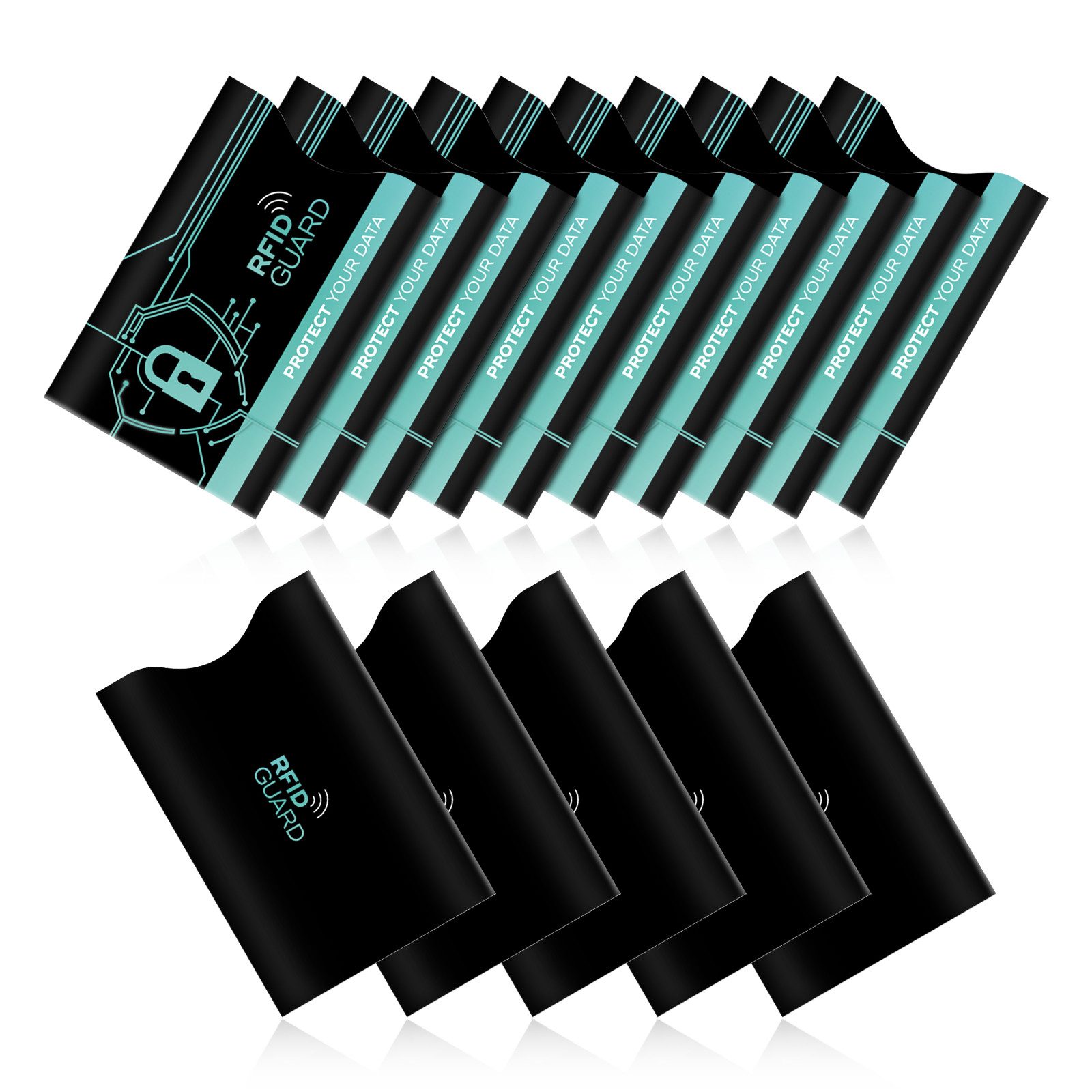 Tec-Expert Geldbörse RFID GUARD 15x NFC Scan Blocker Schutz Hülle Set Karte Scheckkart (15-tlg., Set aus 15x RFID / NFC Blocker Sleeve), RFID-Blocker Hülle, NFC Schutzhülle