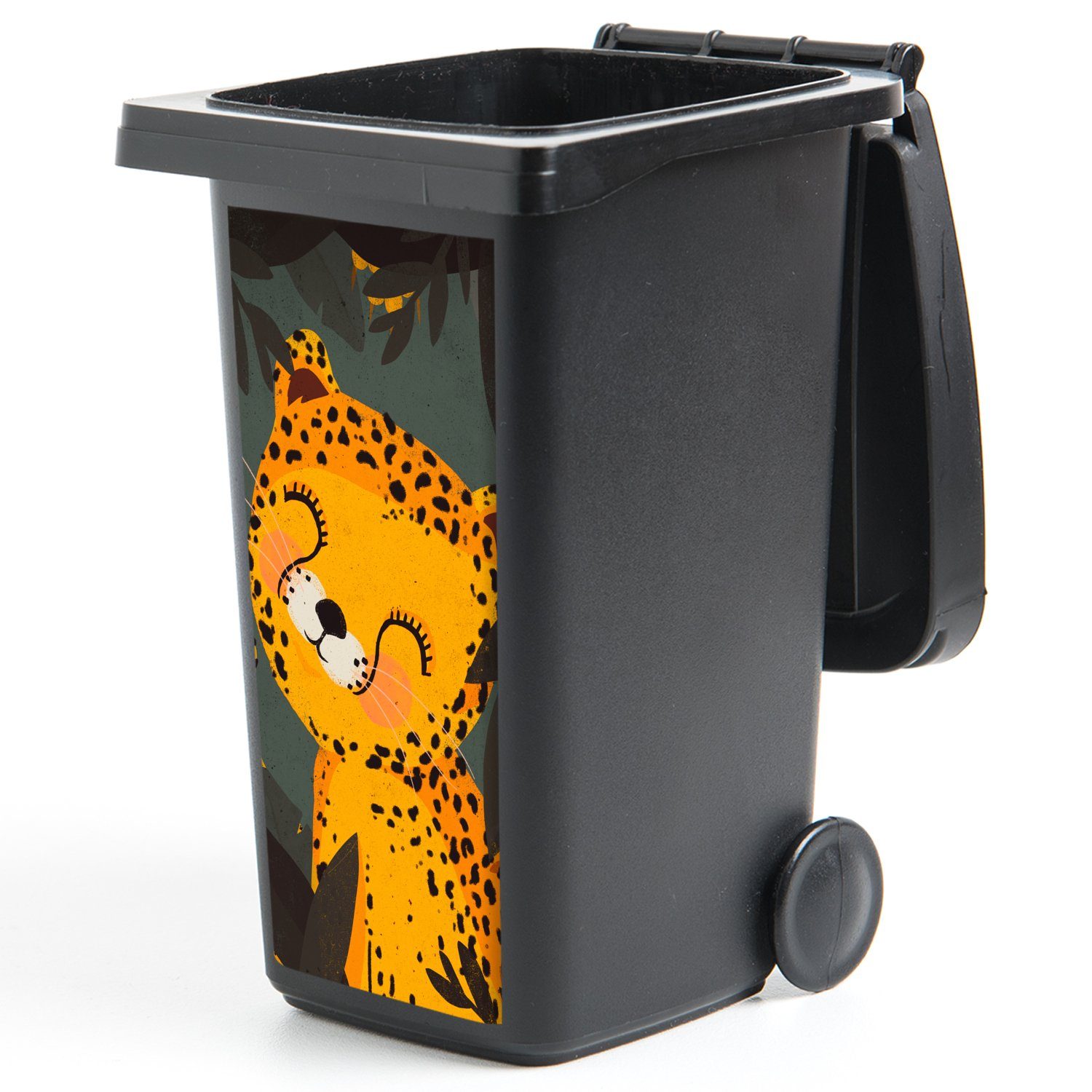 MuchoWow Wandsticker Gepard (1 - Kinder - Dschungel St), Tiere - Sticker, Mülltonne, Container, Abfalbehälter Mülleimer-aufkleber