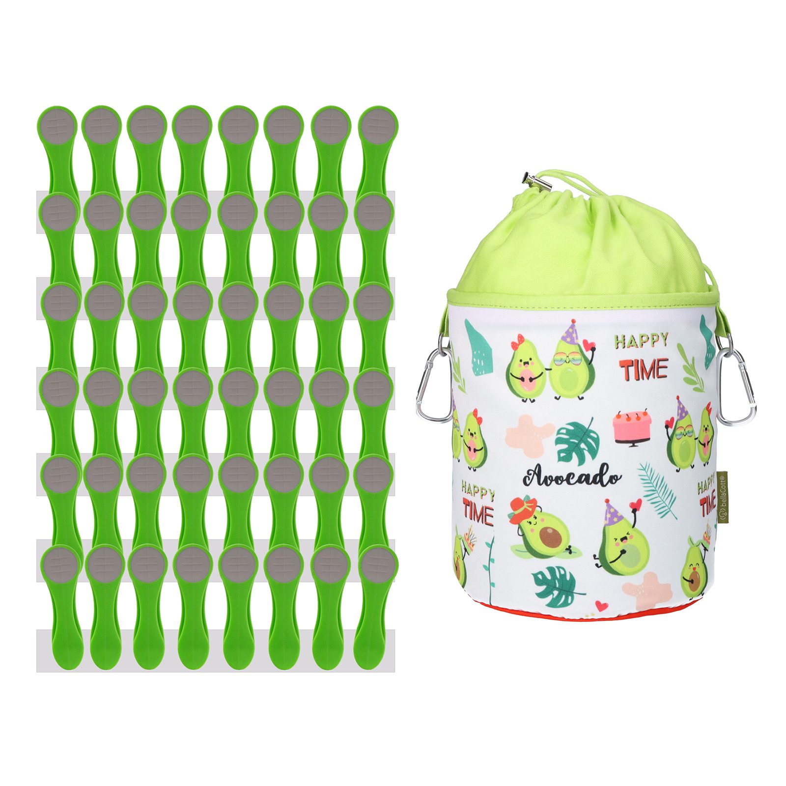 trendfinding Wäscheklammern 48 Wäscheklammern Indigo-Grau Edelstahl und 1 Klammerbeutel Avocado, Mit neuester Klammertechnik für empfindliche Wäsche