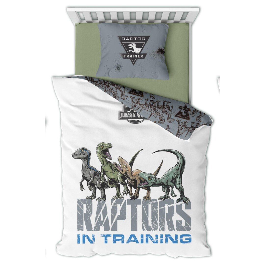 Bettwäsche Raptors in Training, Jurassic World, Renforcé, 2 teilig, Jungen Wendebettwäsche 135-140 x 200 cm aus Baumwolle