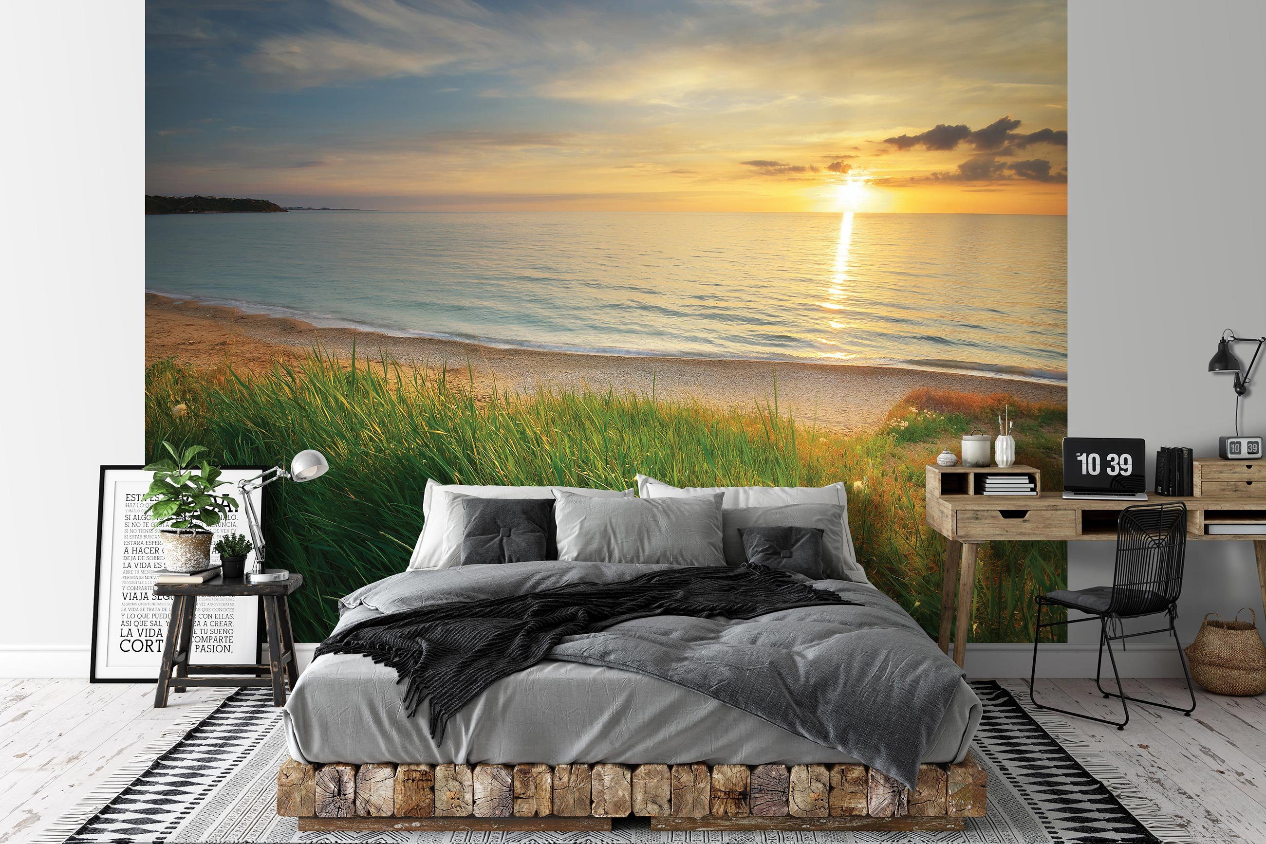 Meer Sonne Landschaft, Tapete Fototapete Kleister inklusive Glatt, Strand Wandtapete, Vliestapete Wohnzimmer Vlies Wallarena Schlafzimmer