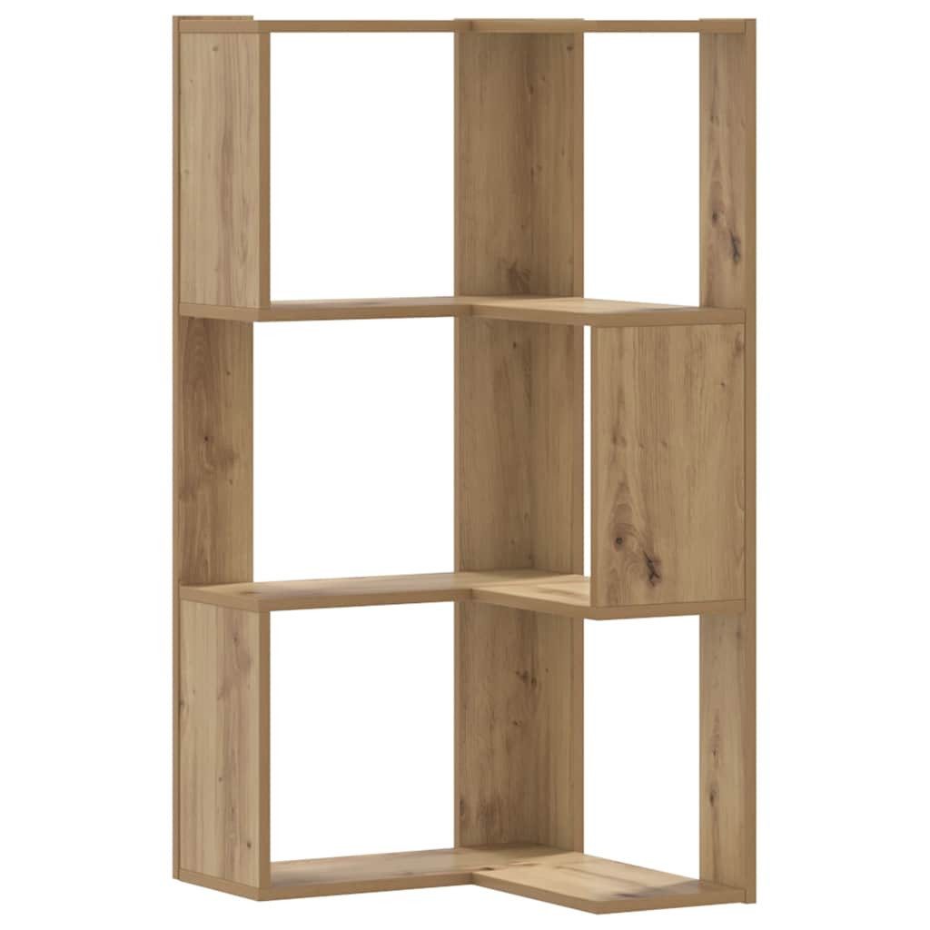 vidaXL Bücherregal Eck-Bücherregal 3 Böden Artisan-Eiche 50x50x102cm Holzwerkstoff, 1-tlg.