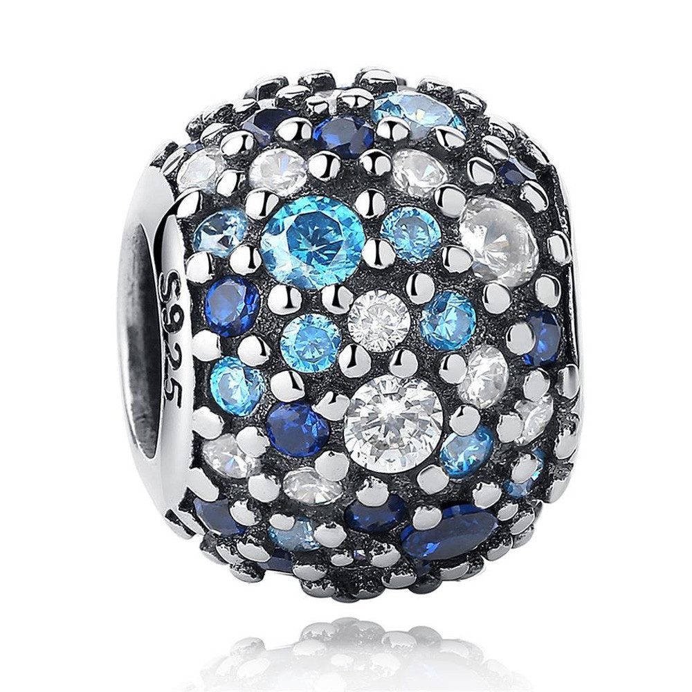 PANDACHARMS Bead Blaues Meeresrauschen Charm für Charm Armband, 925er Silber, Zirkonia