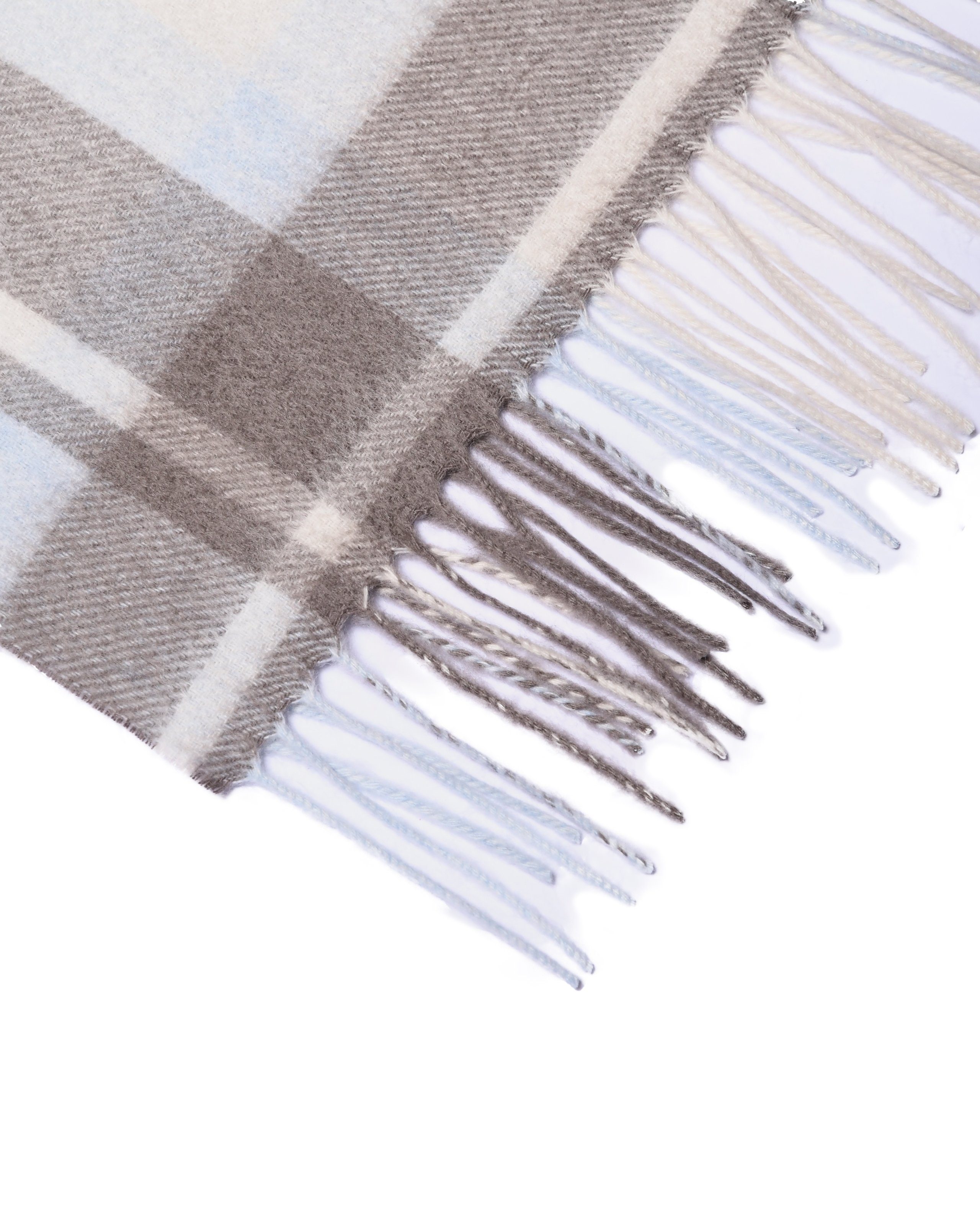 (Stück, 180 Kaschmirschal Fransen, 1-St), 100% Blau, 30cm, Unisex, x Braun mit Beige MayTree Kaschmir Tartan