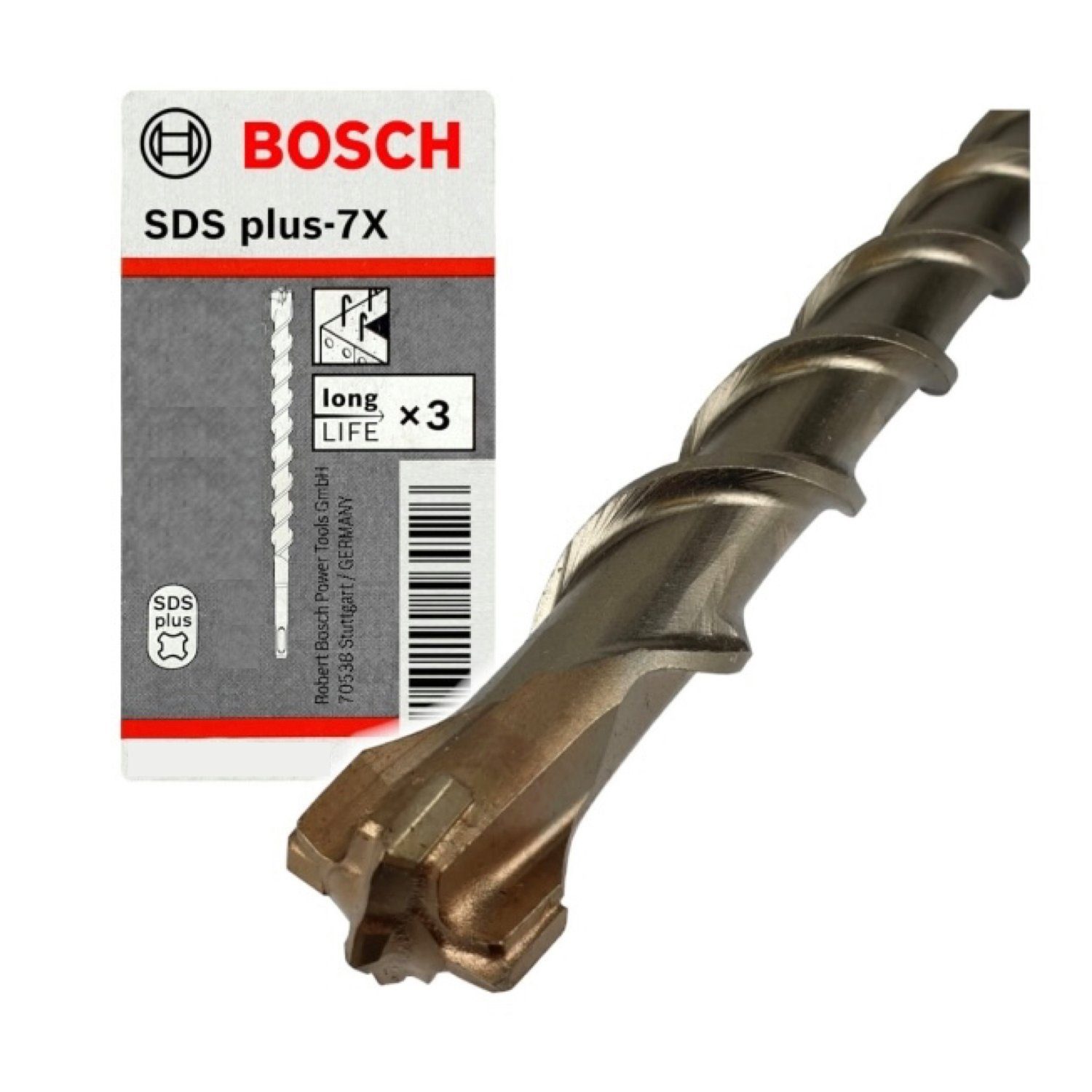 BOSCH Steinbohrer Bohrer SDS-Plus 8,0x200x265 Plus-7X 2608576133, (1x Bosch Bohrer SDS-Plus 8,0x200x265 Plus-7X)