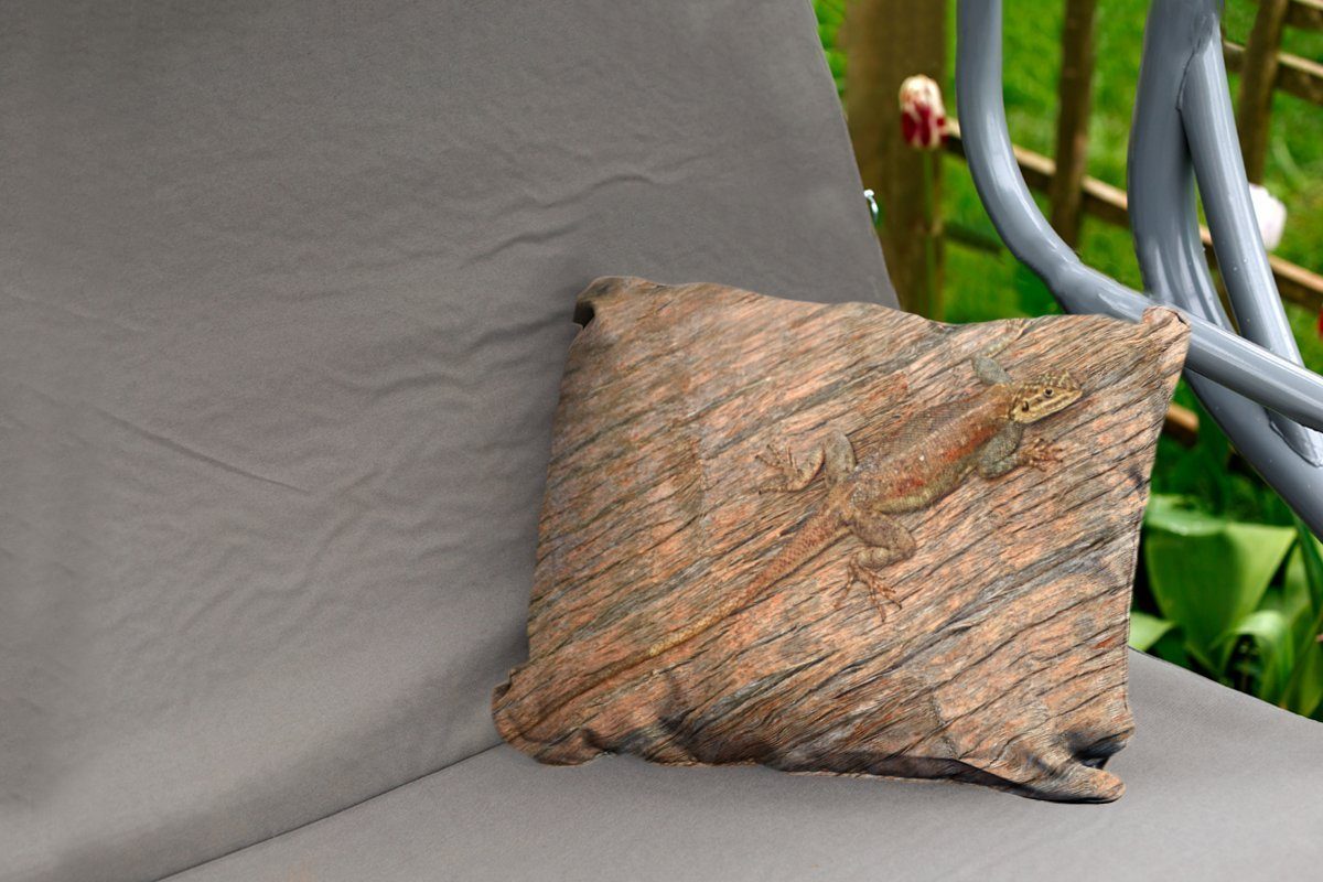 MuchoWow Dekokissen Salamander Polyester, - Kissenhülle - Outdoor-Dekorationskissen, Dekokissenbezug, Camouflage Holz