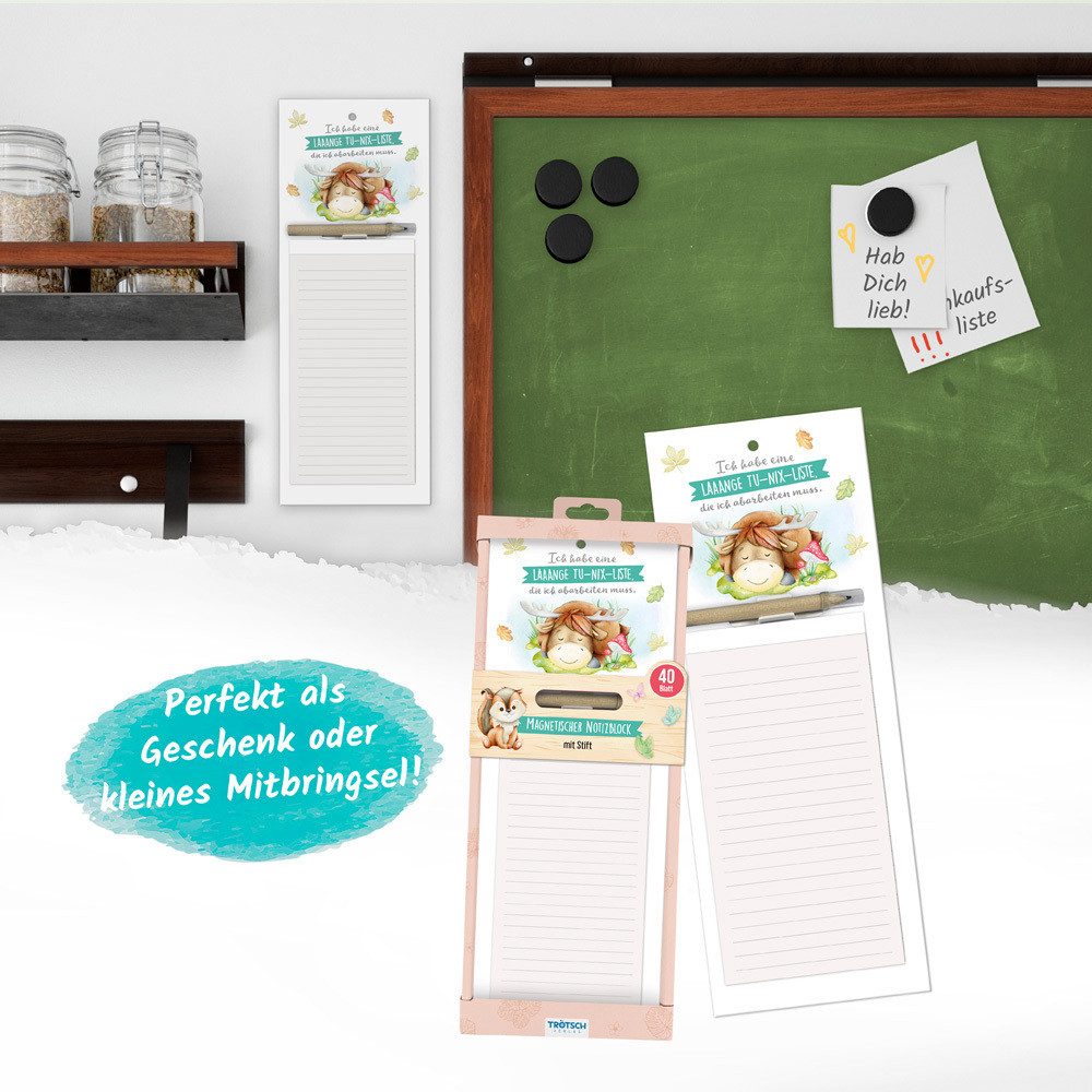Trötsch Verlag Notizheft Trötsch Notizblock mit Stift und Magnet Waldfreunde