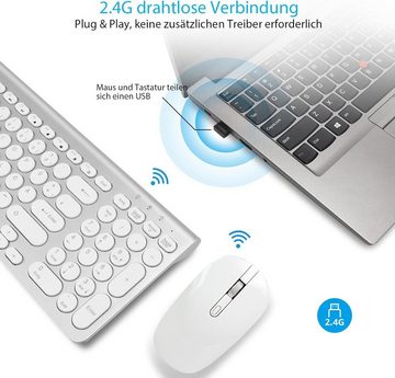 LeadsaiL kabelloses ergonomische Tastatur- und Maus-Set, deutsches QWERTZ-Layout, leise Tastatur- und Maustasten, MacOS PC