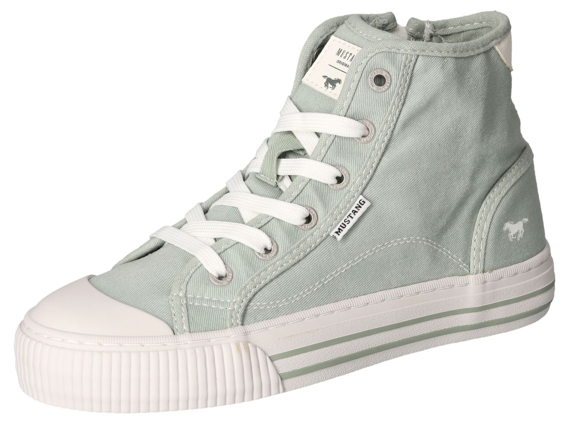 Mustang Shoes Plateausneaker, Schnürschuh, Freizeitschuh, High Top-Sneaker mit Reißverschluss