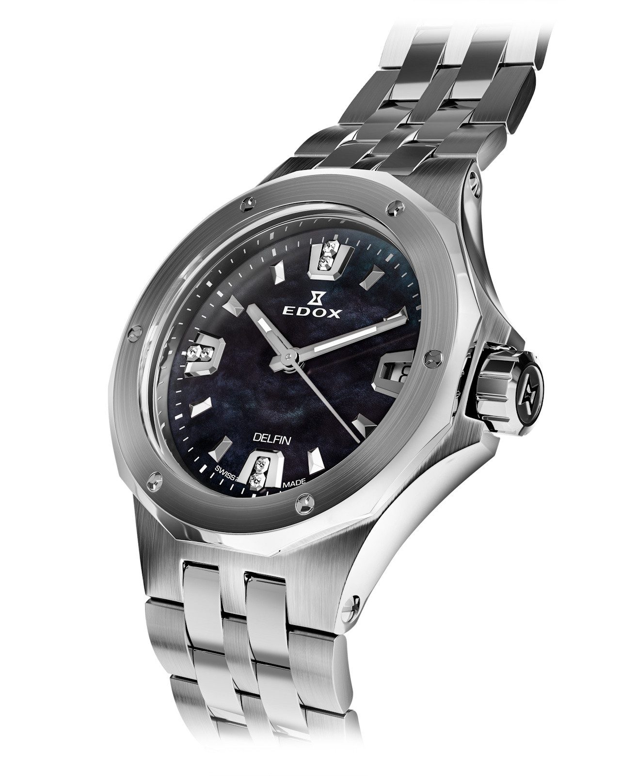 Edox Schweizer Uhr Delfin Date Lady