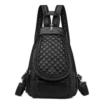 AquaBreeze Cityrucksack Damen Rucksack, PU Leder Rucksäcke Elegant Kleiner (Set, Mädchen Wasserdichte Backpack Daypack Mini Cityrucksack), Rucksackhandtaschen Schulter Tasche Schwarz