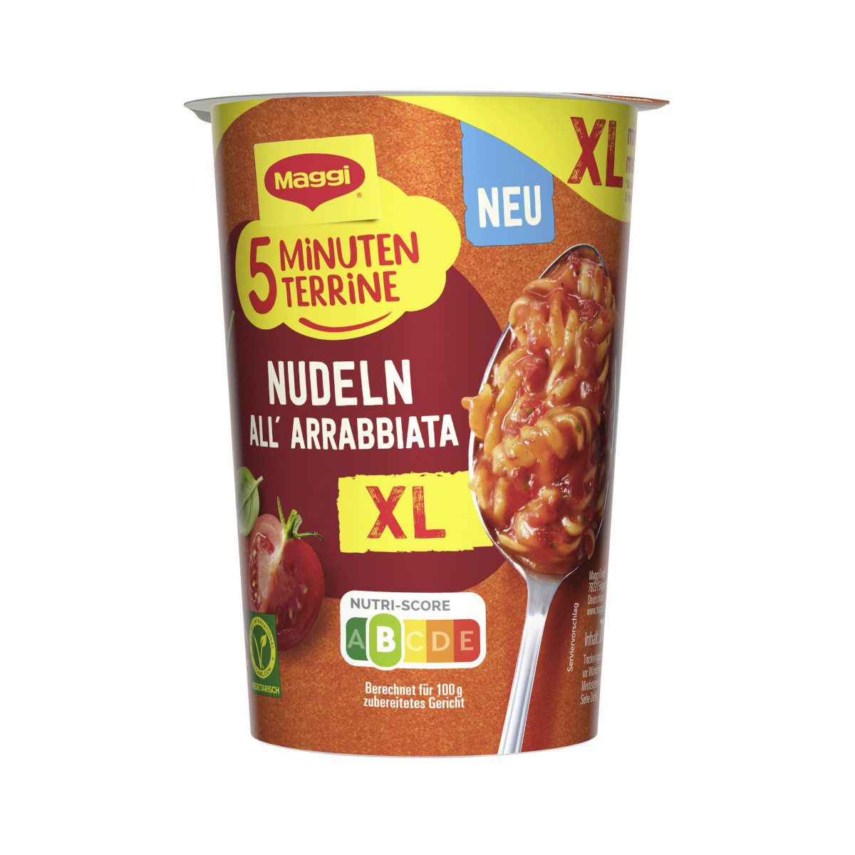 MAGGI Fertiggericht, Maggi 5 Minuten Terrine All Arrabbiata Taste XL Cup Packung 71g