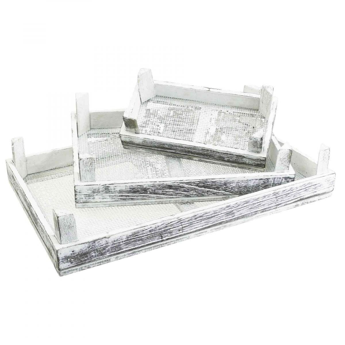 Viana Dekokorb Dekotablett Set, Holz, Shabby Chic, Gesteckunterlage