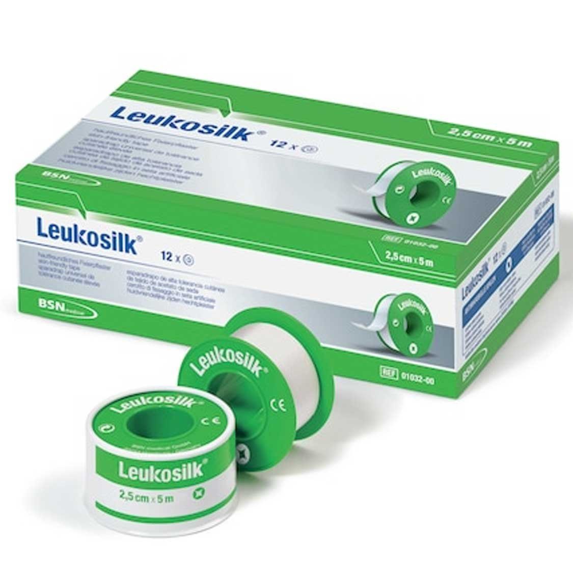 Essity Germany GmbH Erste-Hilfe-Set Leukosilk® Rollenpflaster ohne Schutzring - 1,25cm x 5m - 1 Rolle