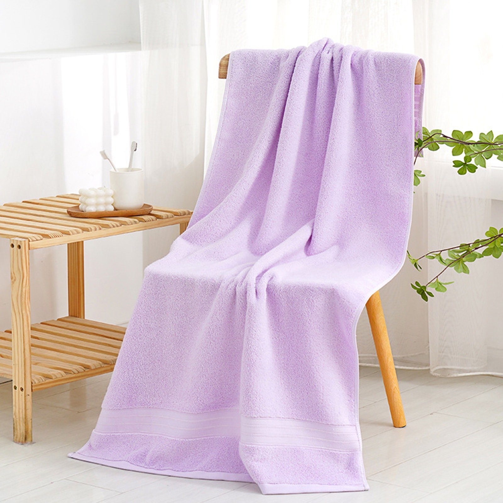 REDOM Duschtücher Badetuch Saunatücher Badehandtücher Badetücher Handtücher Handtuch, 100% Baumwolle (1-St), 70x140 cm Dusch Bade Sauna Tücher Tuch Baumwolle Frottee Towel Weich Helllila | Badetücher