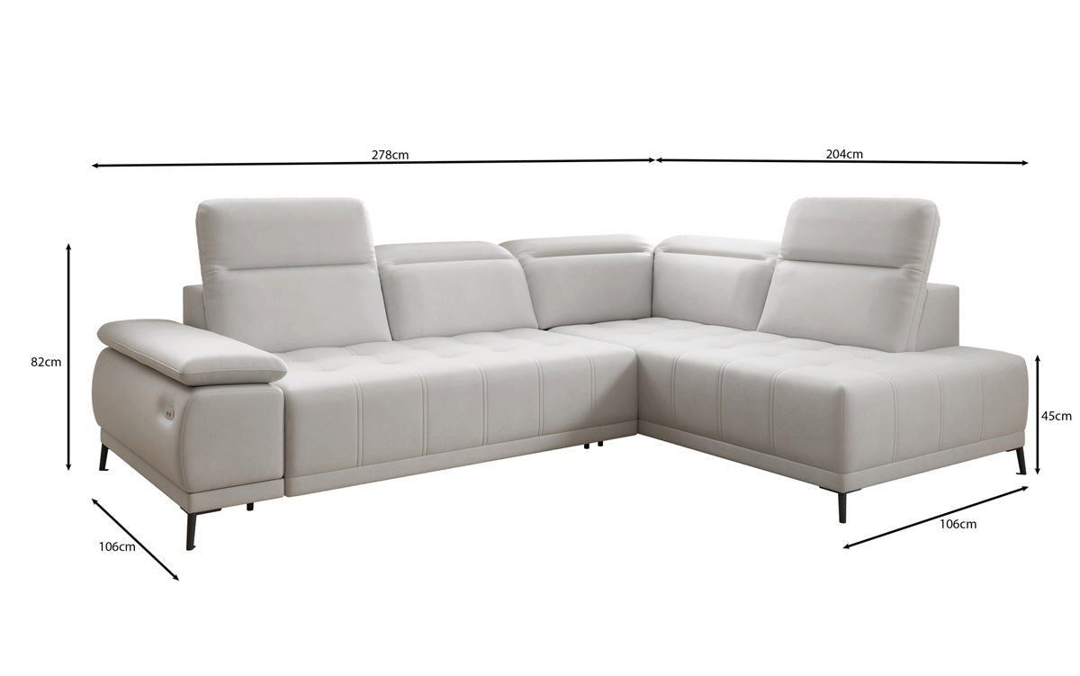 Luxusbetten24 Schlafsofa Designer L Sofa Lyra in Echtleder, mit elektrischer Schlaffunktion