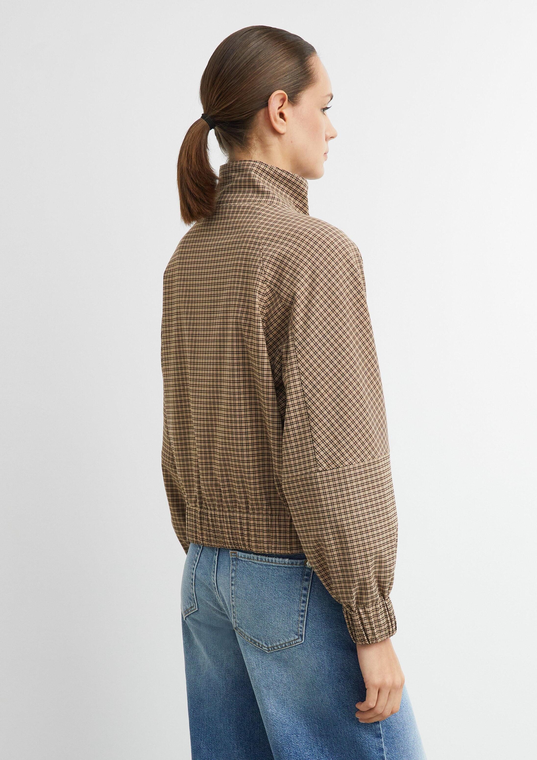 comma Funktionsjacke Indoor-Jacke Karierte Blousonjacke mit Stehkragen