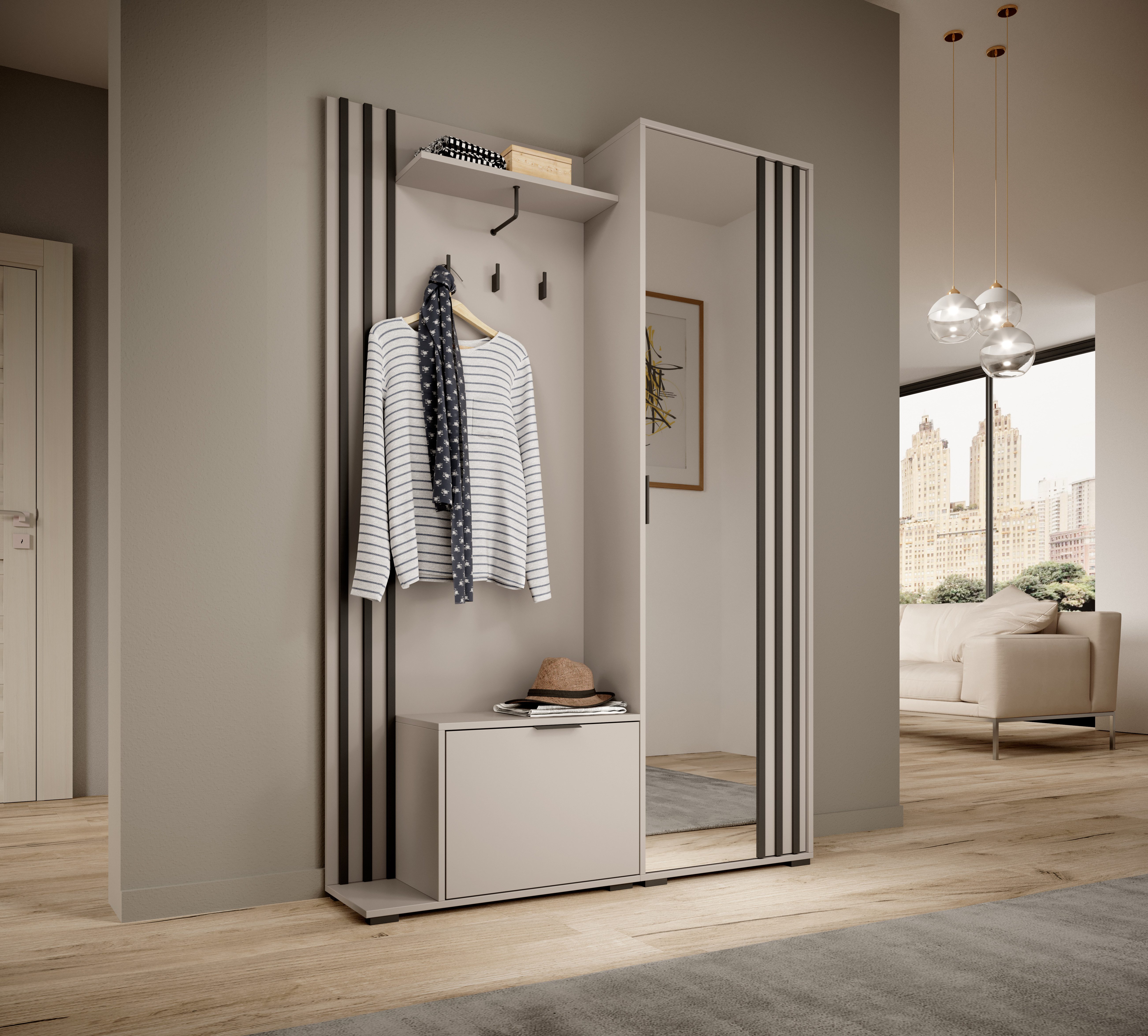 MOEBLO Kompaktgarderobe JOHN (Dielenschrank Wandschrank Regal günstig online kaufen