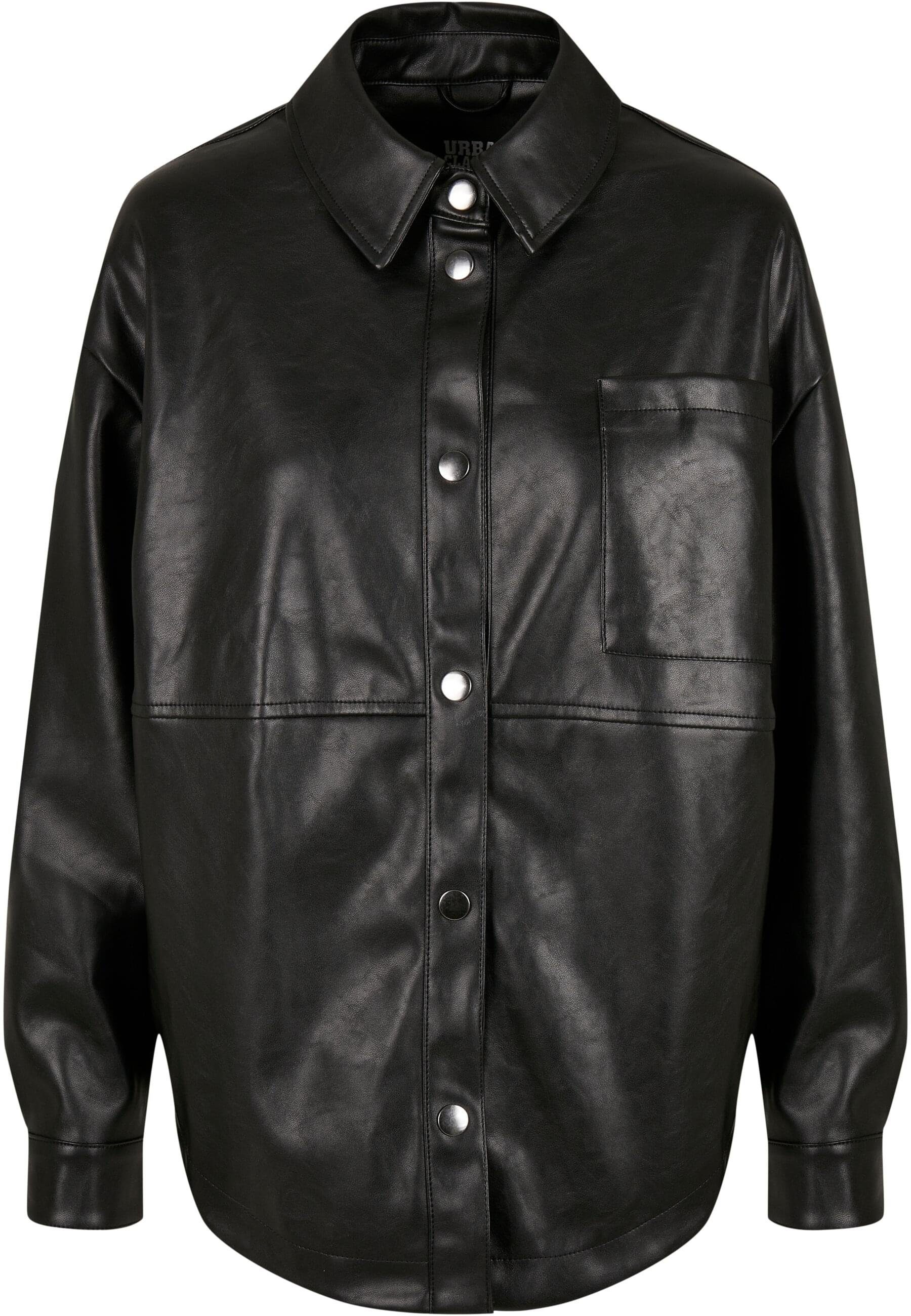 URBAN CLASSICS Hemdbluse Urban Classics Damen Ladies Faux Leather Overshirt