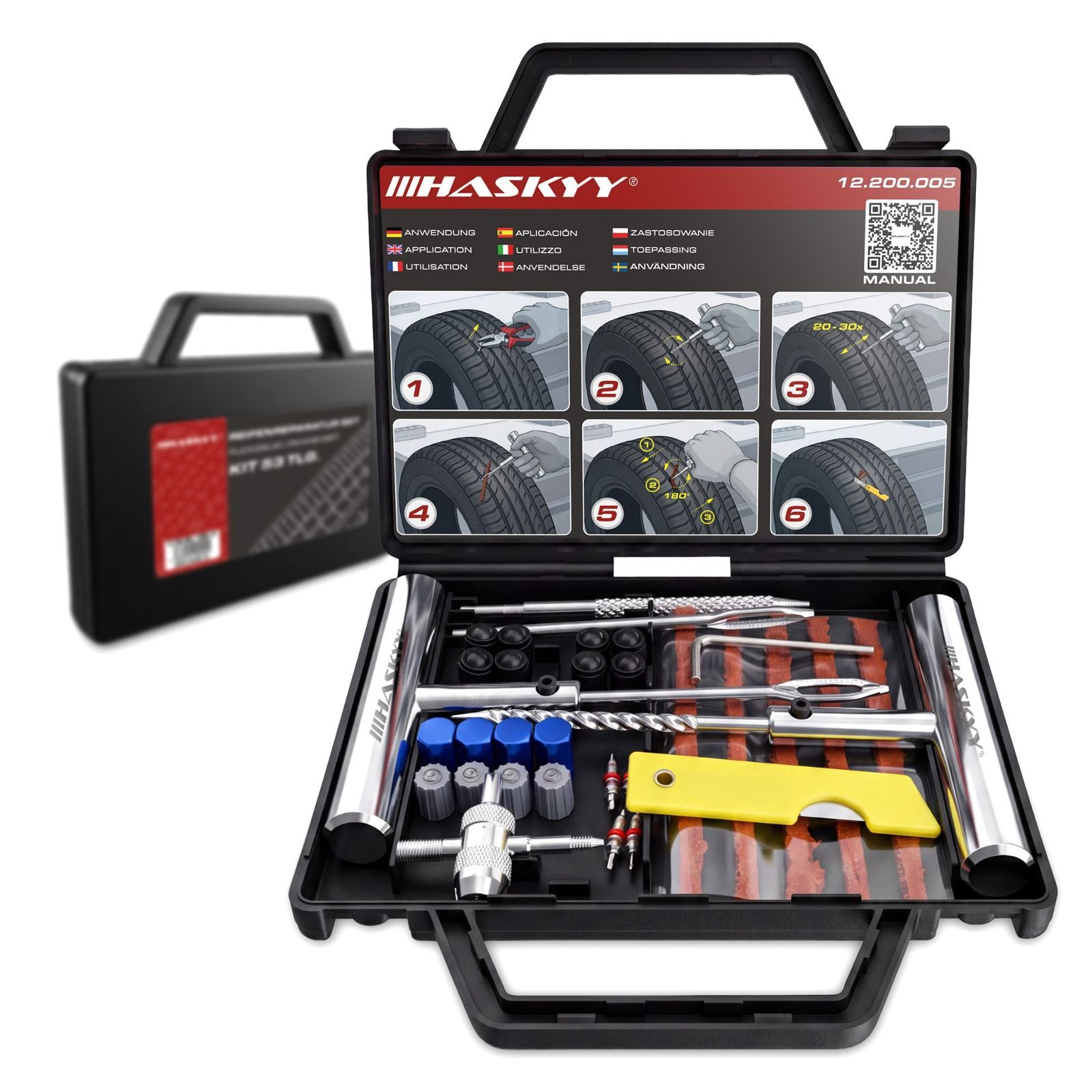 HASKYY Reifen-Reparaturset Reifenreparatur Set Pannenset Flickzeug Set 53-teilig