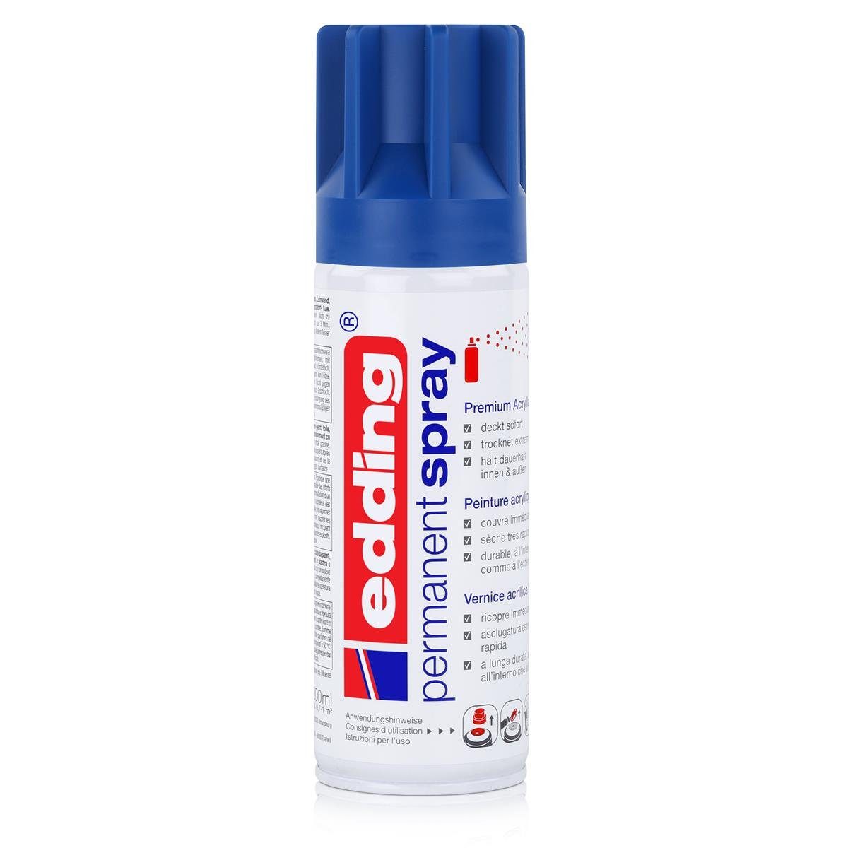 edding Sprühfarbe edding Permanent Spray enzianblau 200 ml Premium Acryllack, RAL 5010