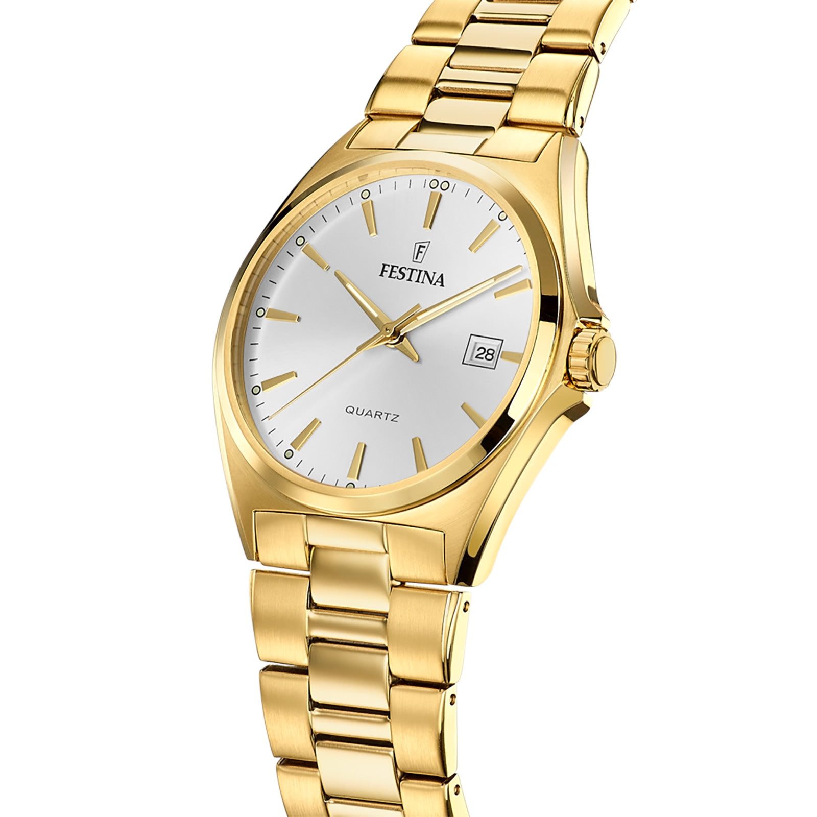 Festina Quarzuhr Festina Herrenuhr Klassik, (Analoguhr), Herren Armbanduhr rund, Edelstahlarmband gold, Casual