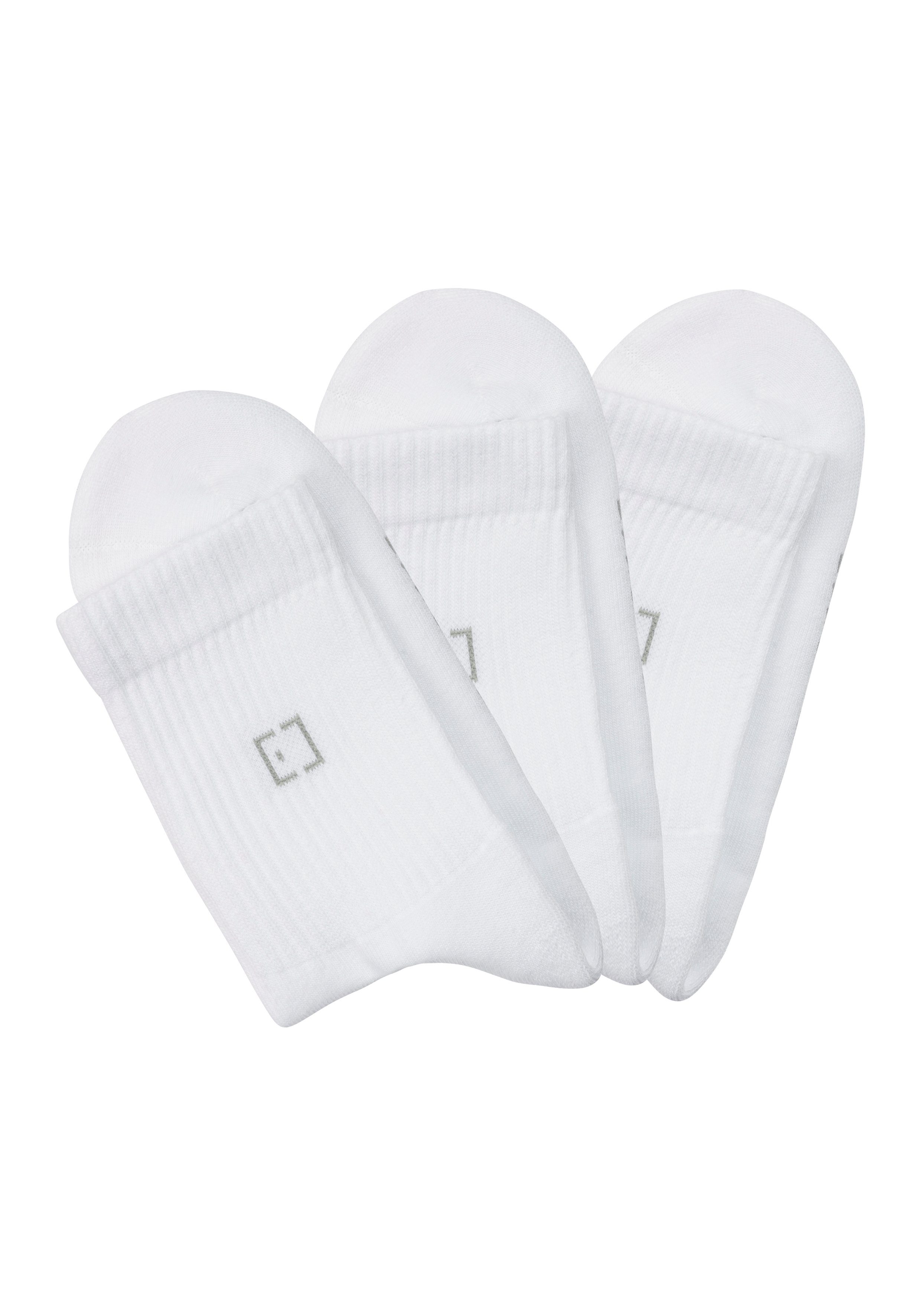 weiß und eingestricktem Socken mit Schriftzug Elbsand 3x Markenlogo (3-Paar)