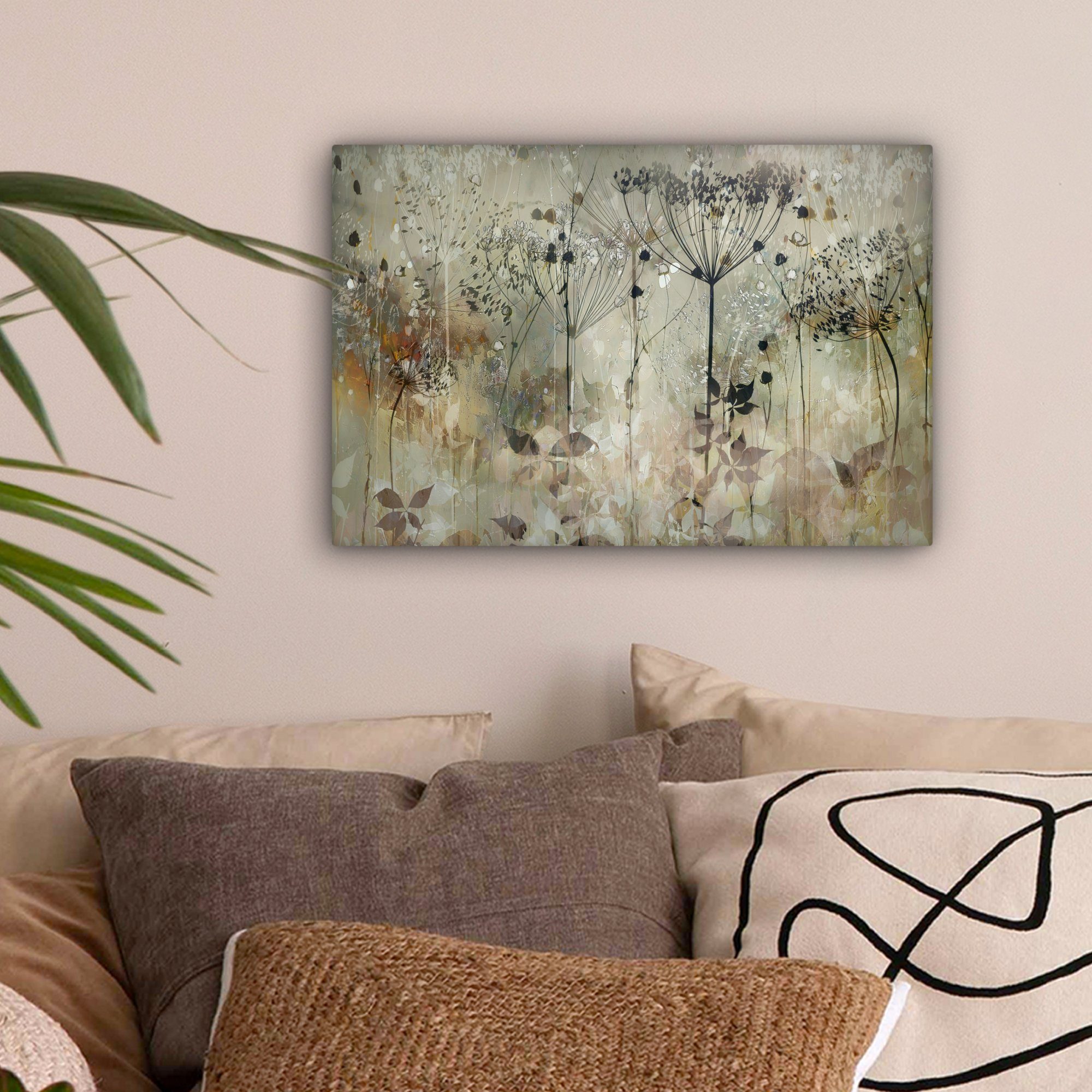 OneMillionCanvasses® Leinwandbild Blumen - Grau - günstig online kaufen