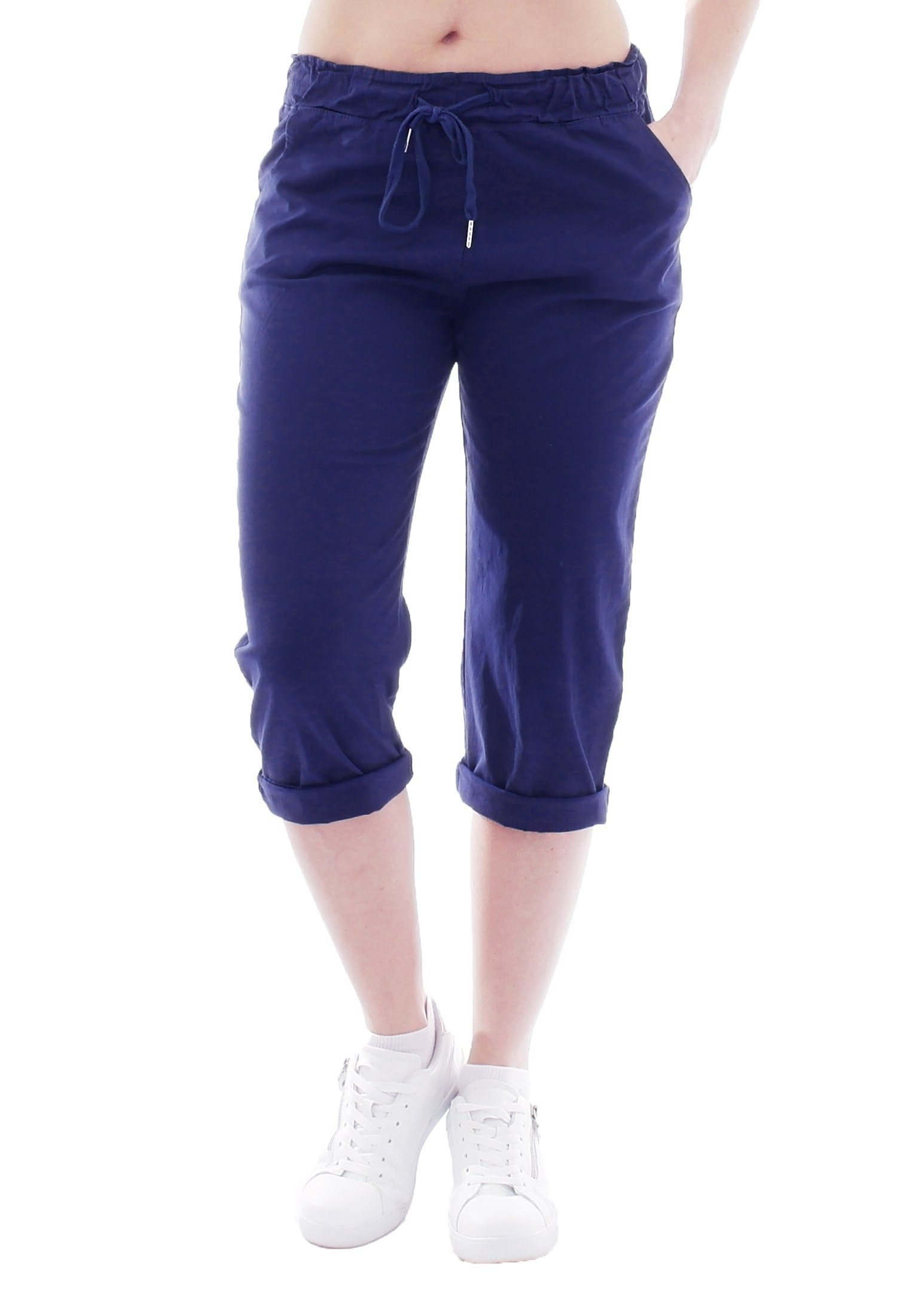 3/4 Schlupfhose YESET Chino Sommer Damenhose YESET Capri XXXL Dunkelblau Damen Caprihose Hose