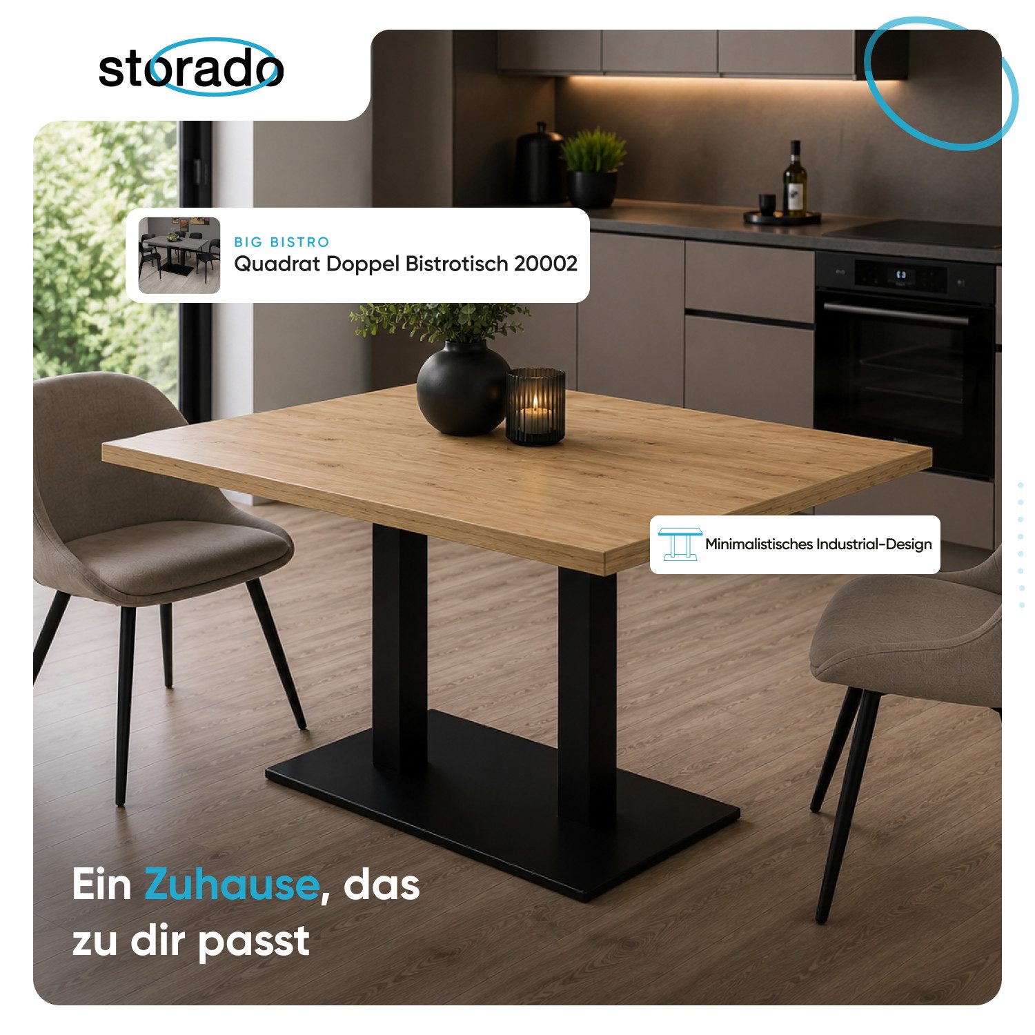 Storado Bistrotisch Big Bistro Doppel 120–160×70cm, Stehtisch