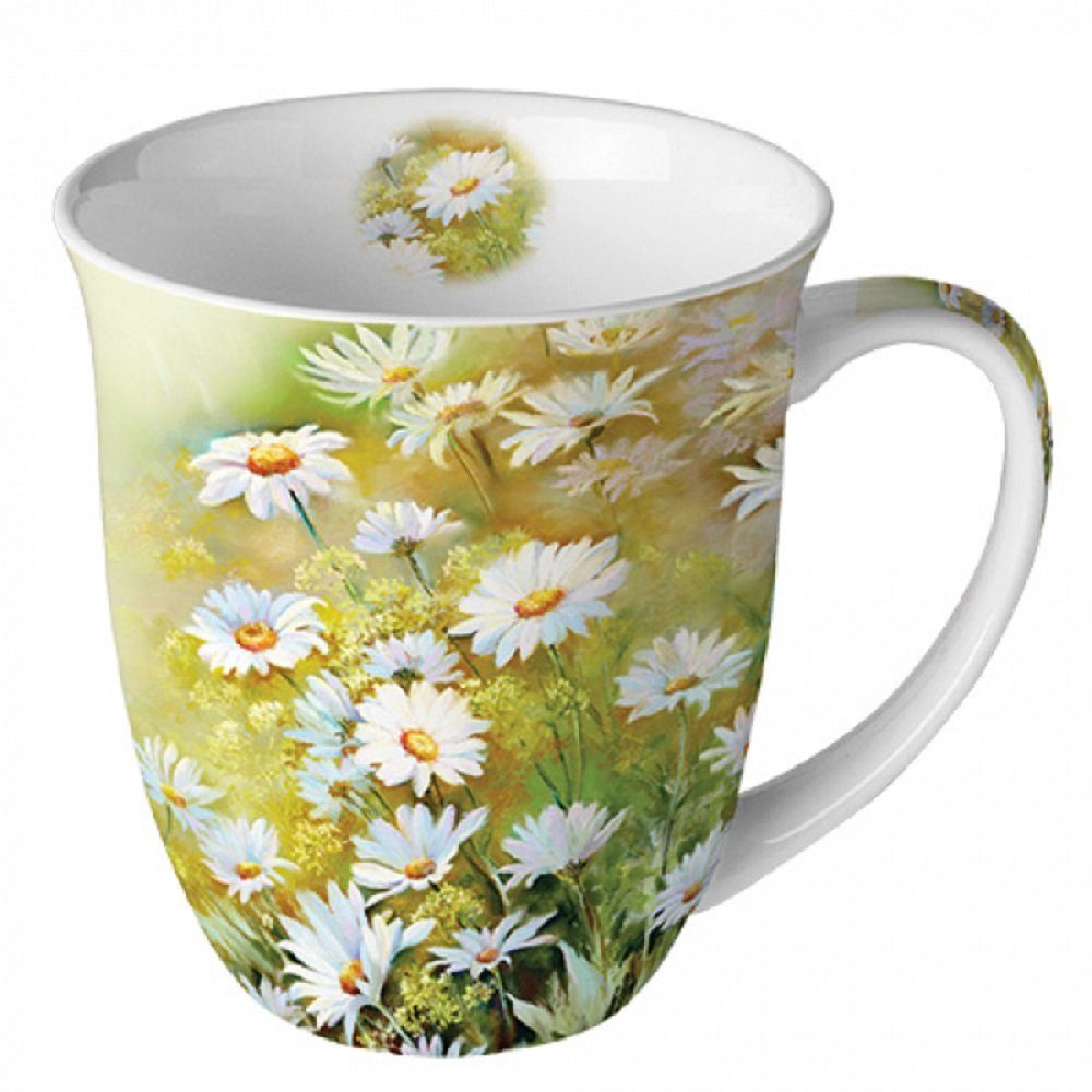 Ambiente Luxury Paper Products Кухлі Porzellan Mohn Wiese / Blumen, Pflanzen Mug Kollektion, Porzellan Daisy, Tasse -Tee/Kaffee - Ideal Als Geschenk