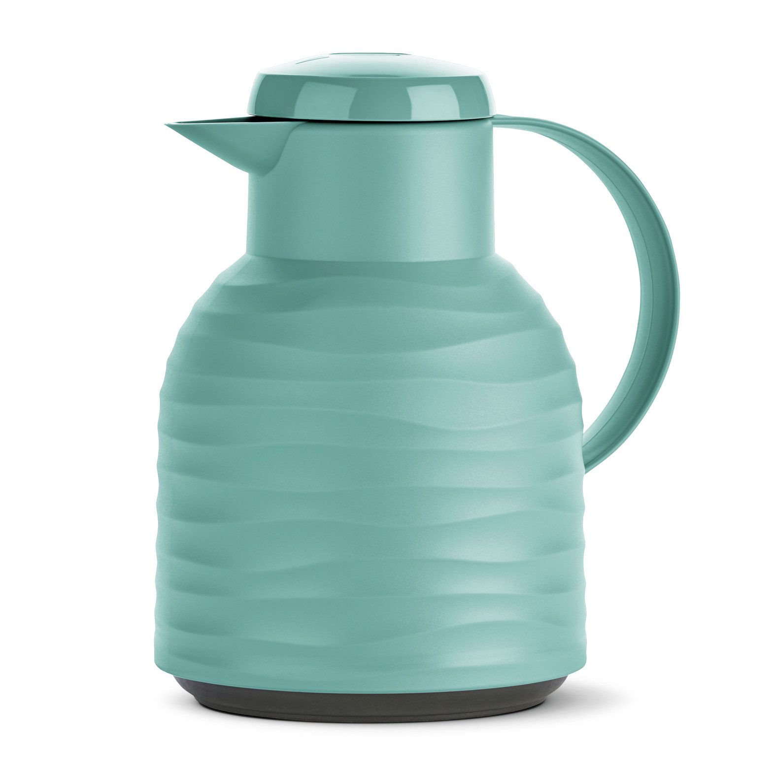 Emsa Isolierkanne Samba Wave, 1 l, Made in Germany, 12h warm/24h kalt, Quick-Press-Deckel, Glaskolben